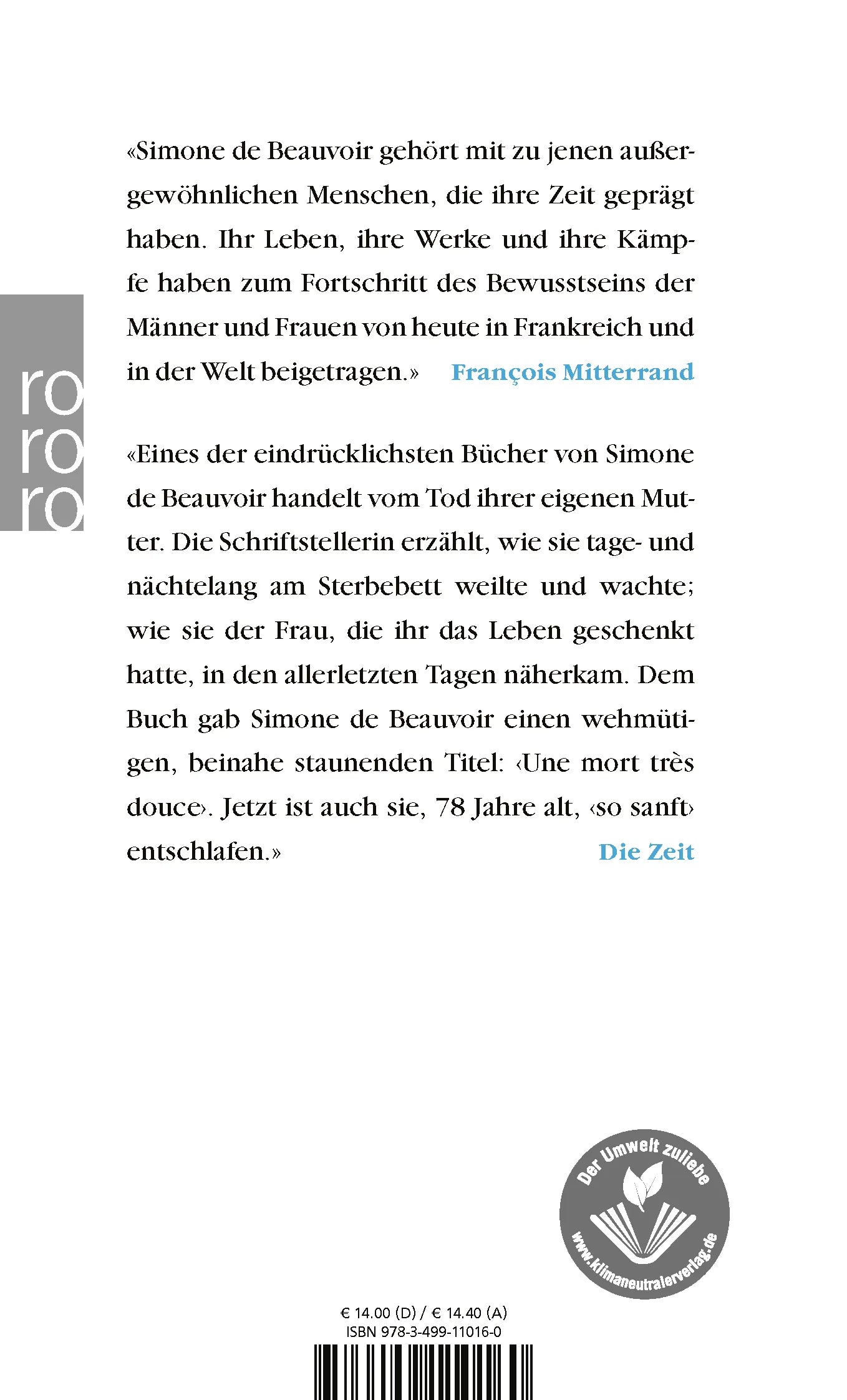 Buchrückseite von 'Ein sanfter Tod' mit Klappentext - Taschenbuch