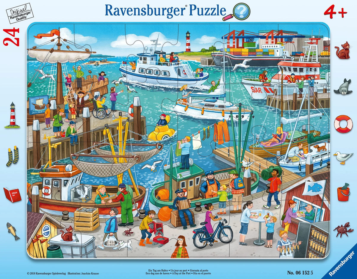 Kinderpuzzle: Kinderpuzzle 24 Teile - Ein Tag am Hafen