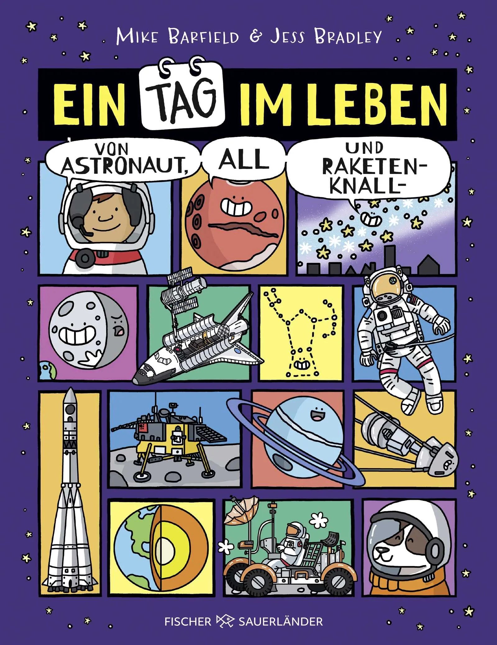 Buchcover von 'Ein Tag im Leben von Astronaut, All und Raketenknall' - Gebundene Ausgabe von Mike Barfield