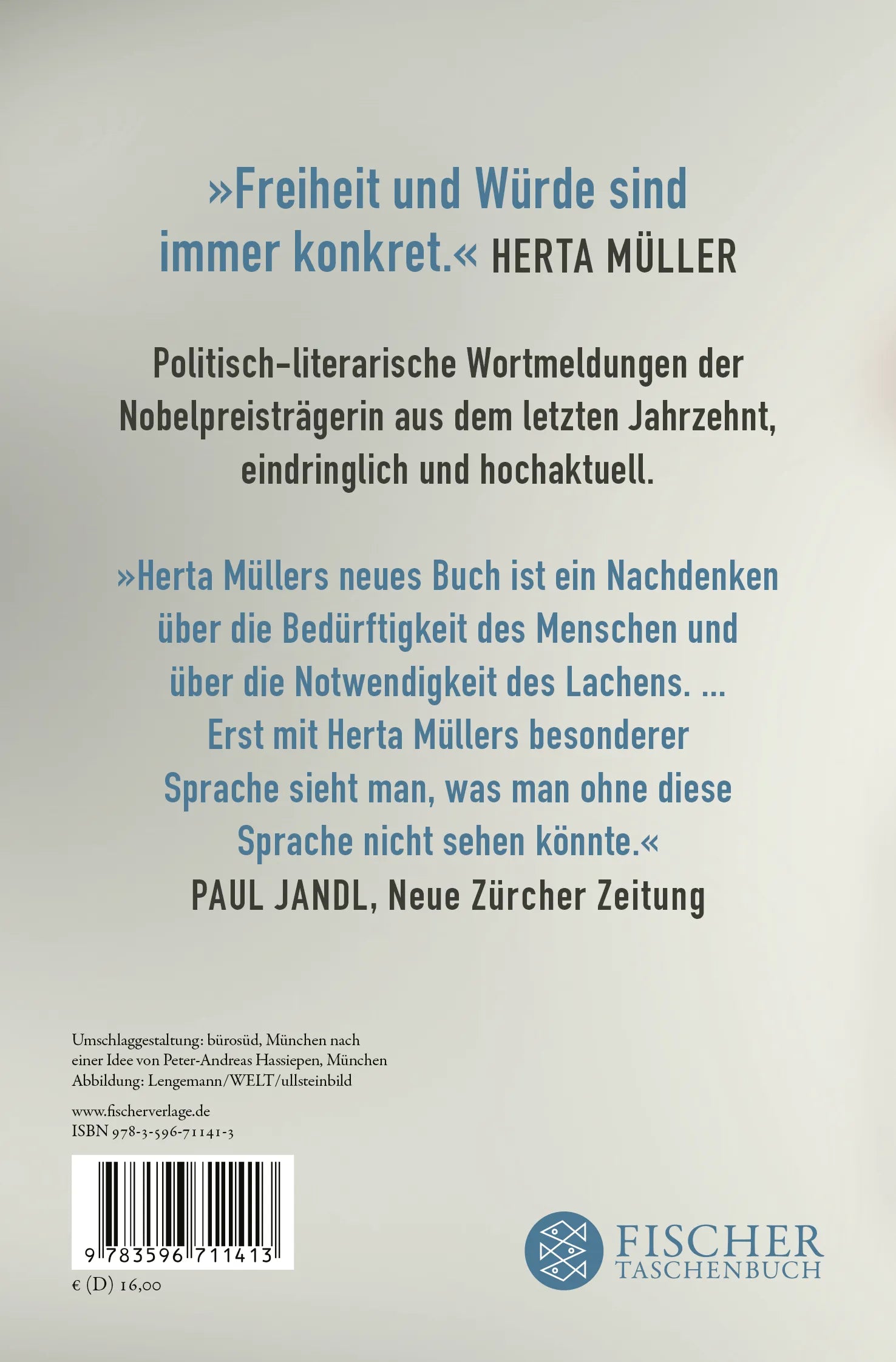 Buchrückseite von 'Eine Fliege kommt durch einen halben Wald' mit Klappentext - Taschenbuch