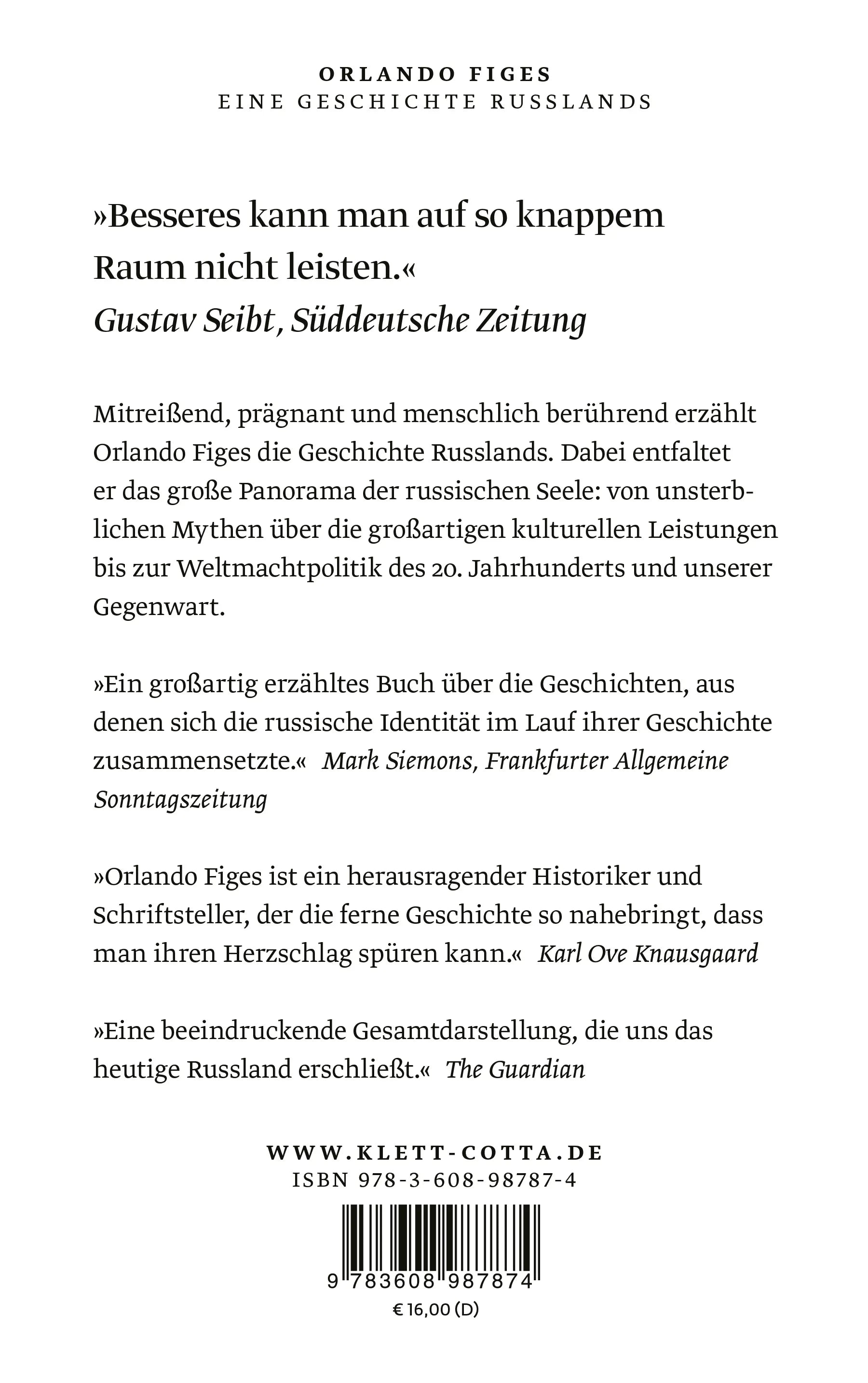 Buchrückseite von 'Eine Geschichte Russlands' mit Klappentext - Taschenbuch