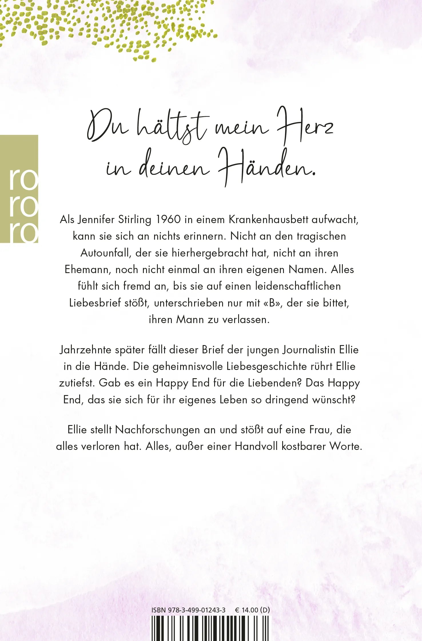 Buchrückseite von 'Eine Handvoll Worte' mit Klappentext - Taschenbuch