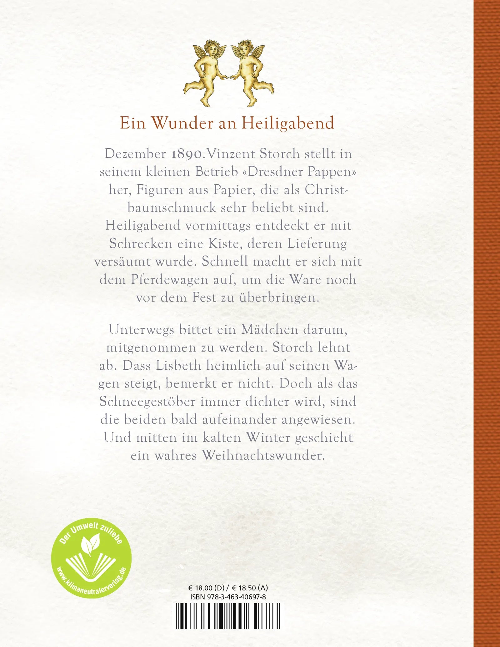 Buchrückseite von 'Eine Kiste voller Weihnachten' mit Klappentext - Gebundene Ausgabe