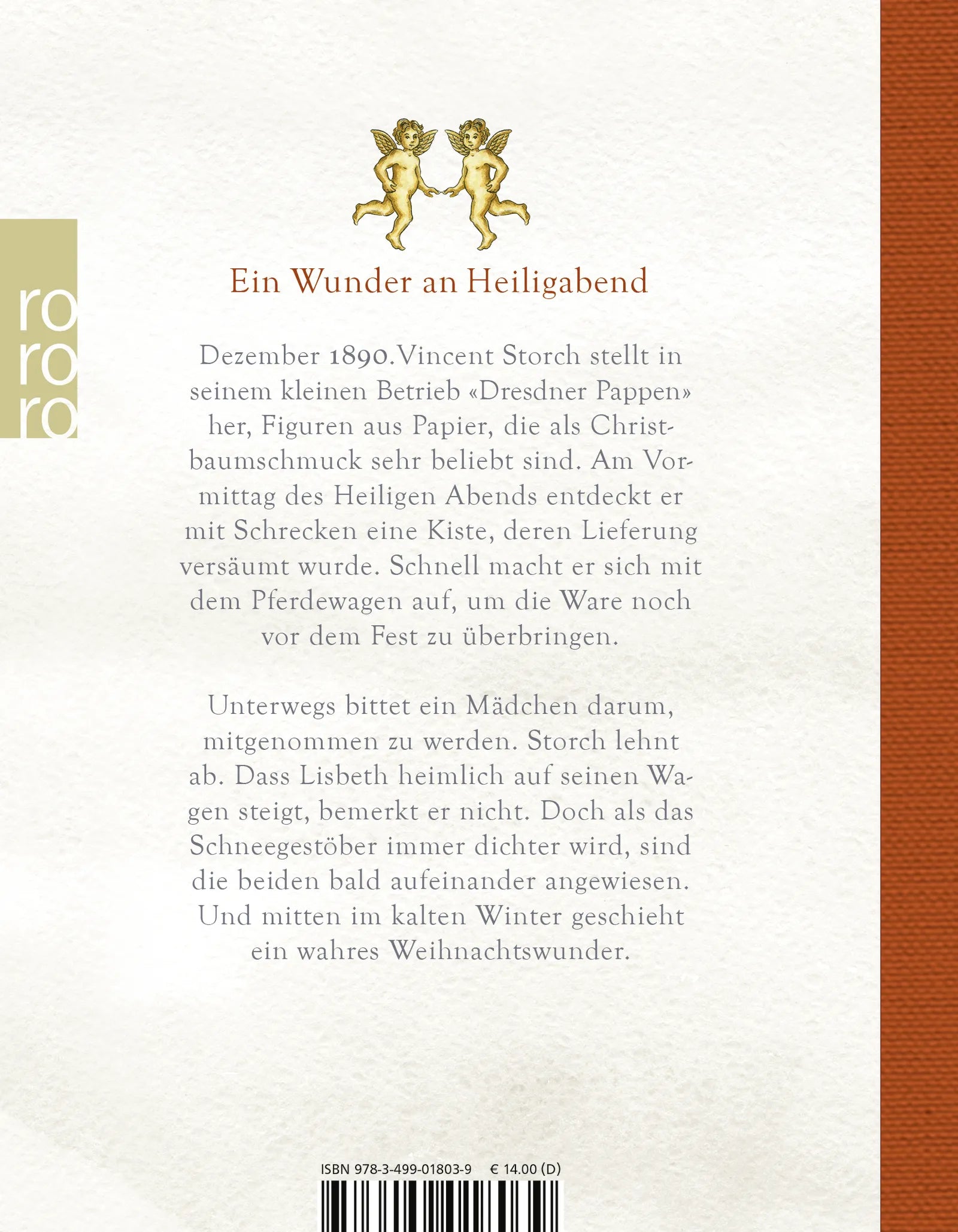 Buchrückseite von 'Eine Kiste voller Weihnachten' mit Klappentext - Taschenbuch