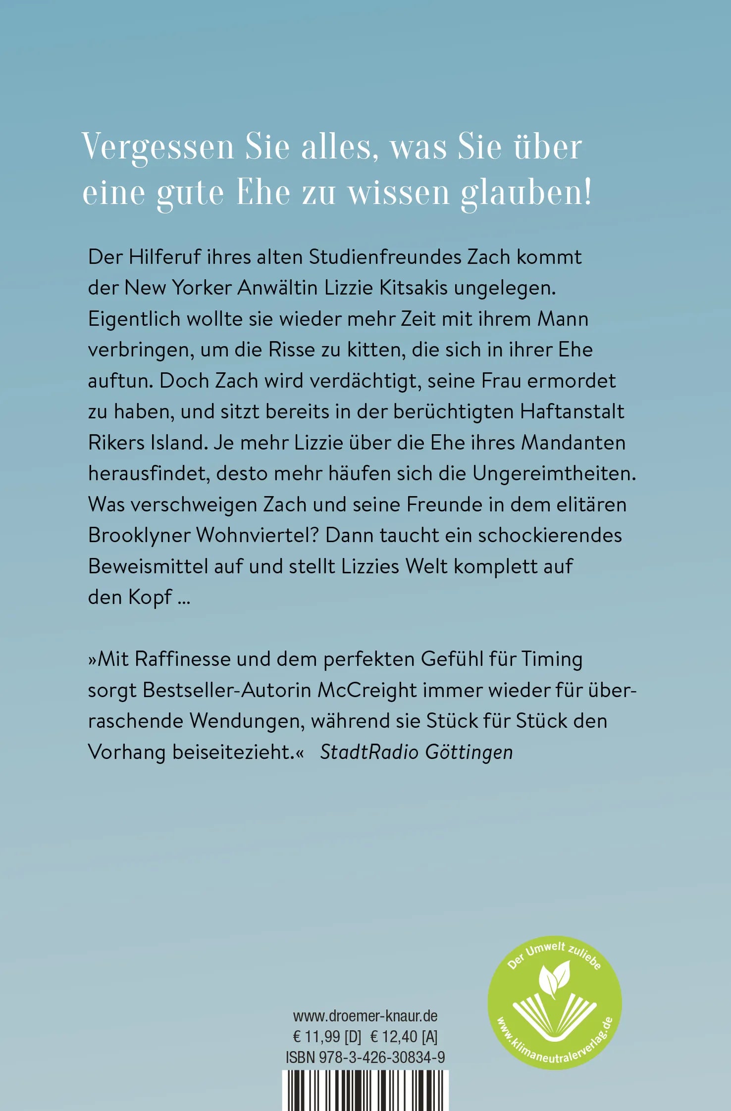 Buchrückseite von 'Eine perfekte Ehe' mit Klappentext - Taschenbuch