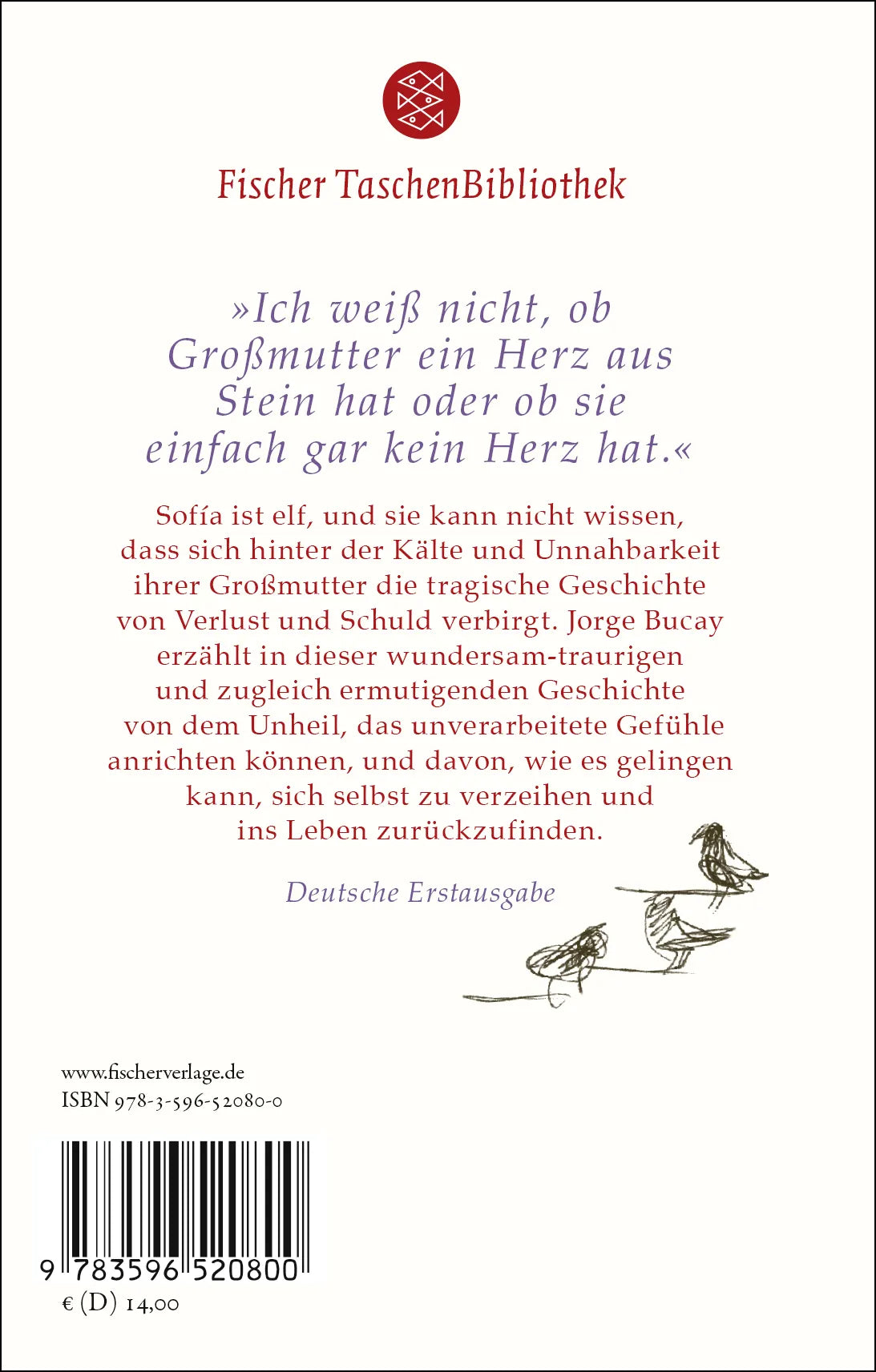 Buchrückseite von 'Eine traurige, gar nicht so traurige Geschichte' mit Klappentext - Gebundene Ausgabe