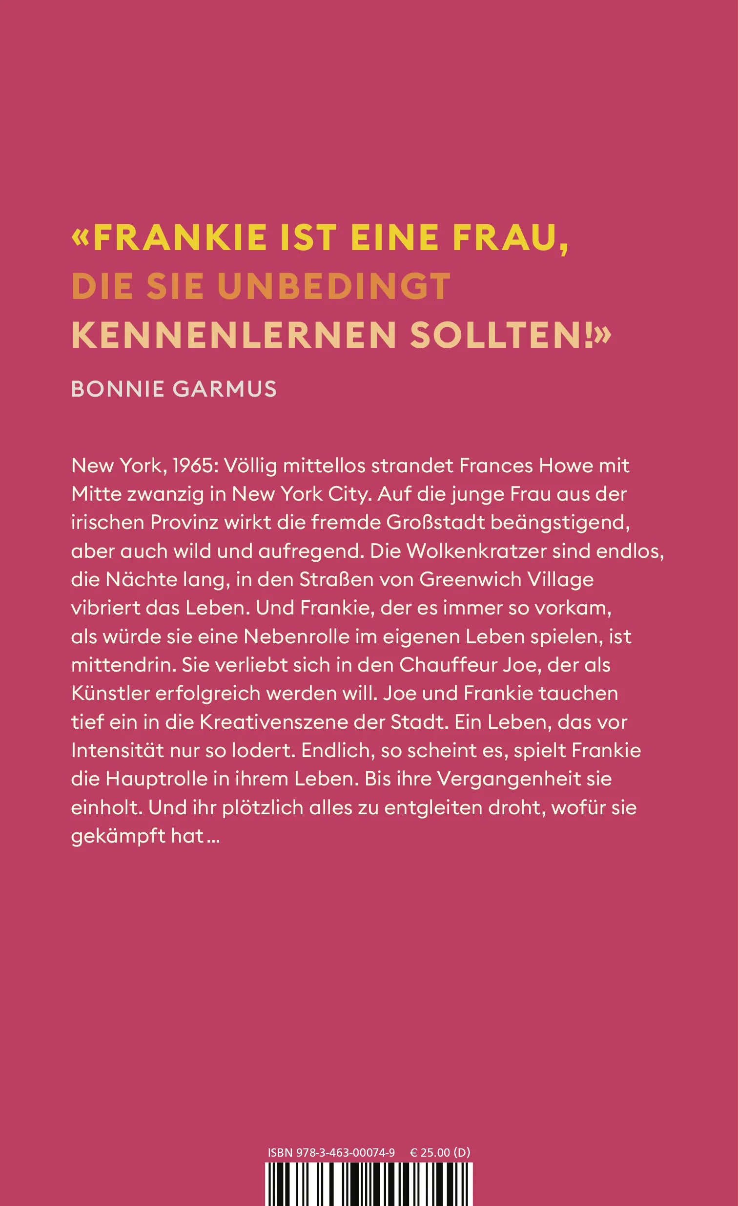 Buchrückseite von 'Eine wie Frankie' mit Klappentext - Gebundene Ausgabe