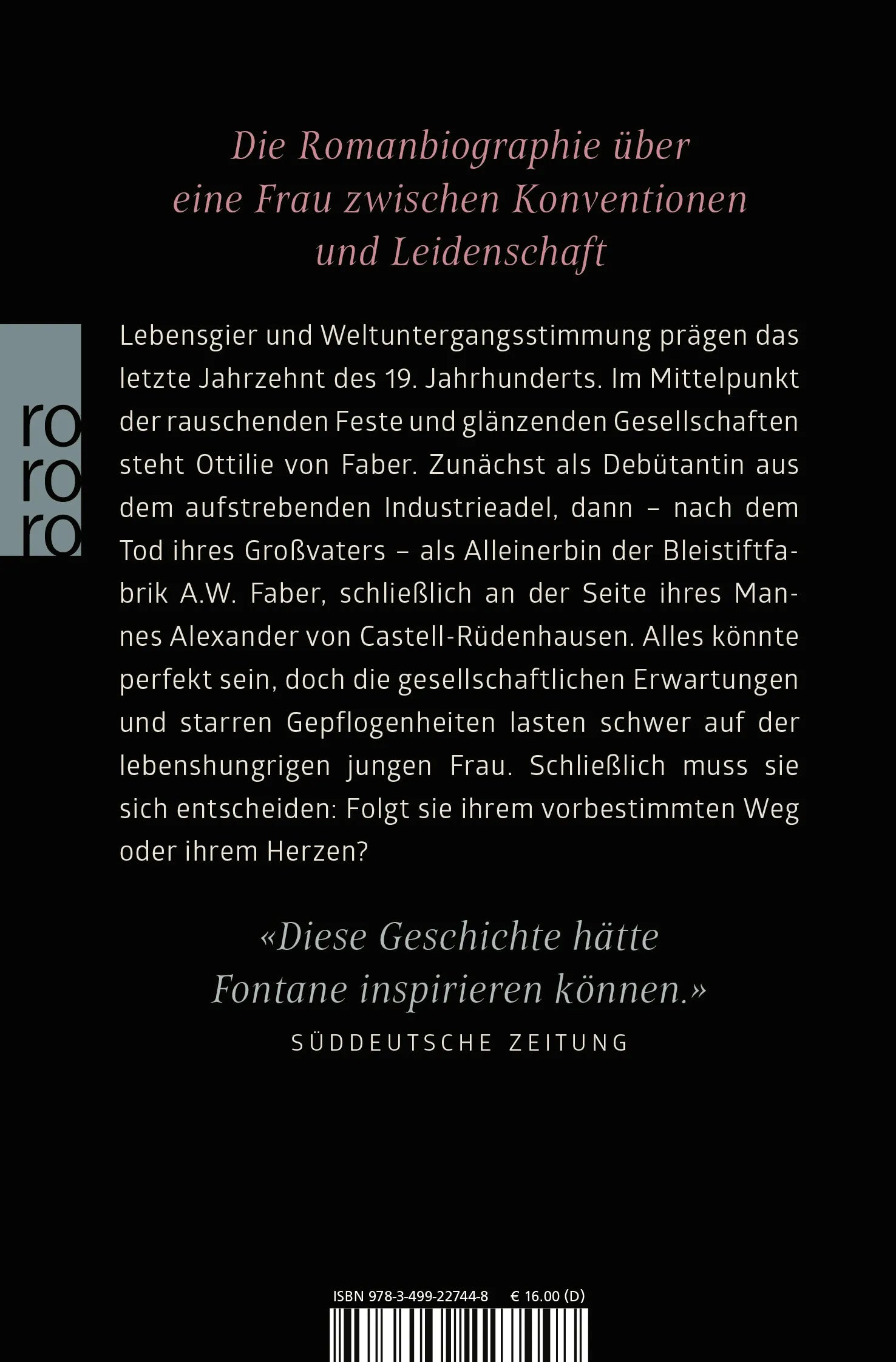 Buchrückseite von 'Eine Zierde in ihrem Hause' mit Klappentext - Taschenbuch