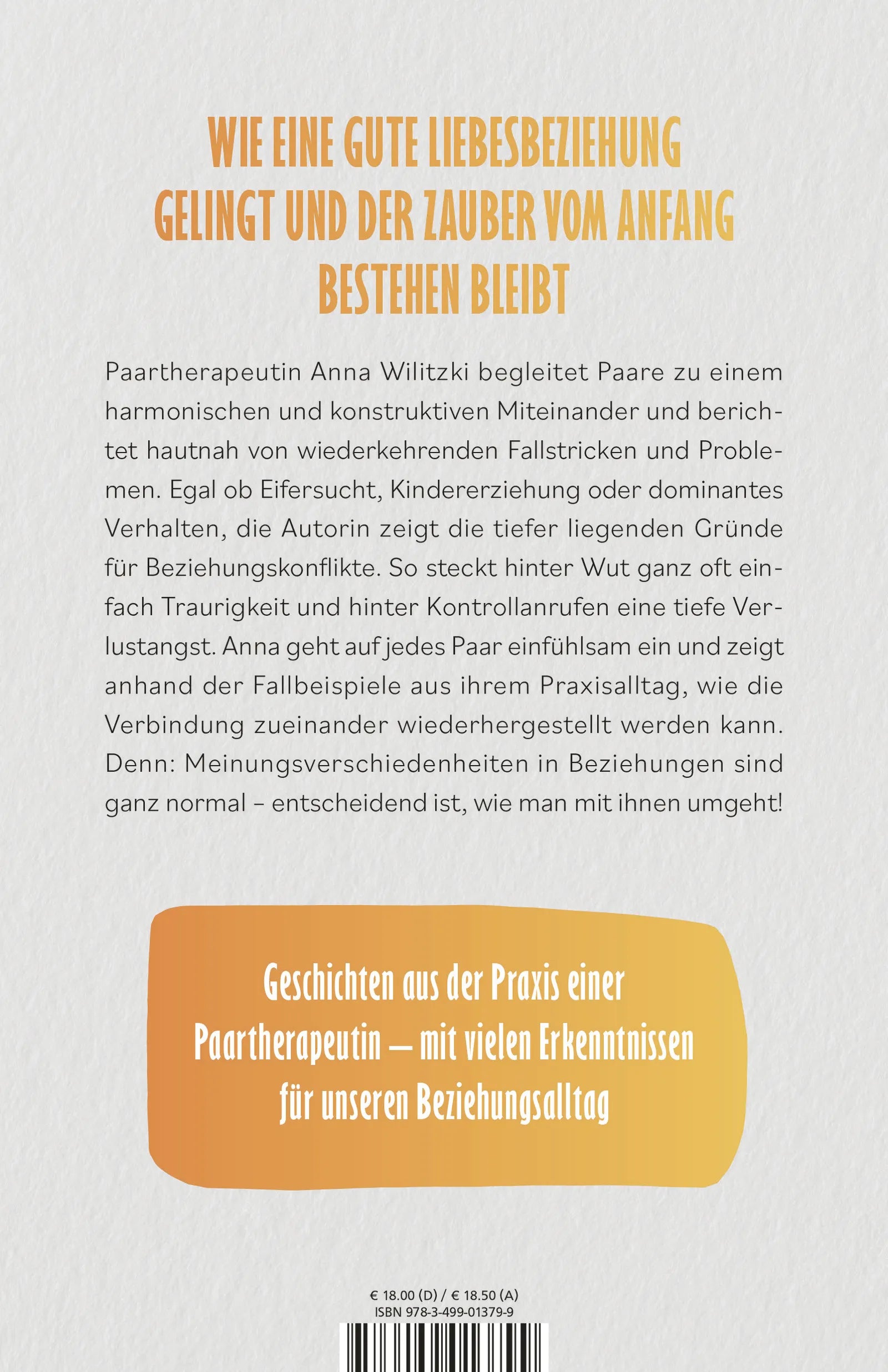 Buchrückseite von 'Einfach lieben' mit Klappentext - Paperback