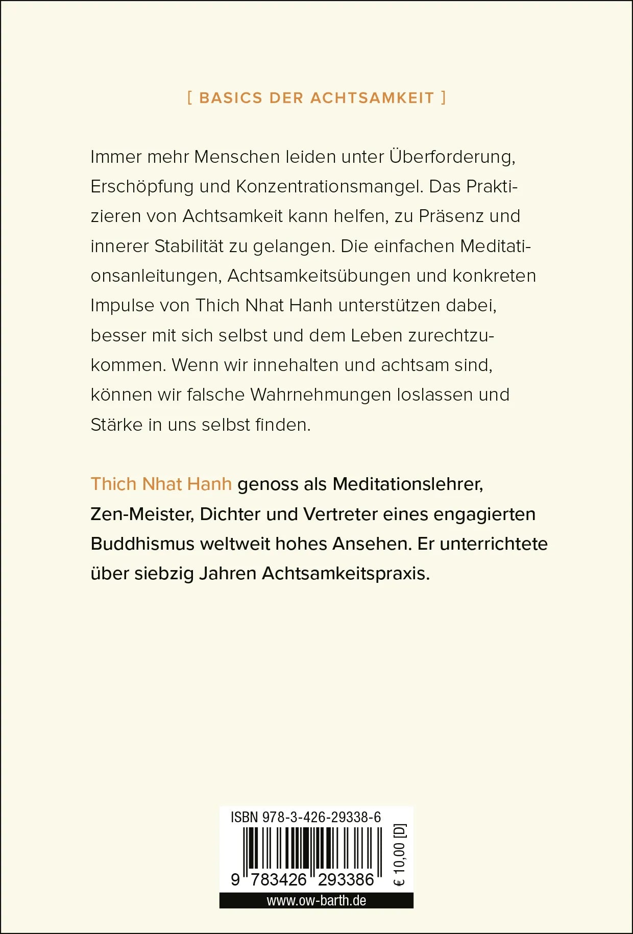 Buchrückseite von 'Einfach präsent' mit Klappentext - Taschenbuch