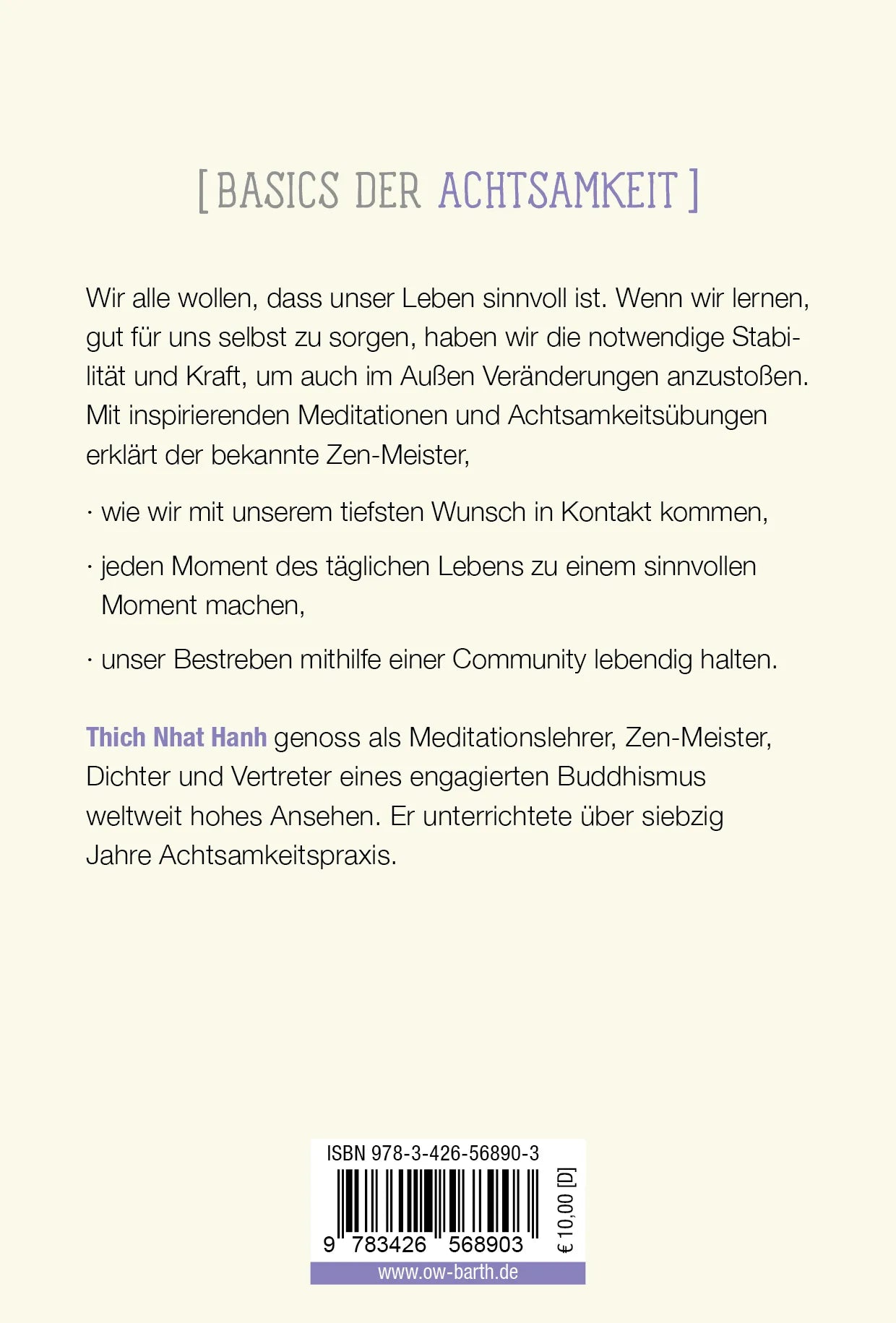 Buchrückseite von 'Einfach sinnvoll' mit Klappentext - Taschenbuch