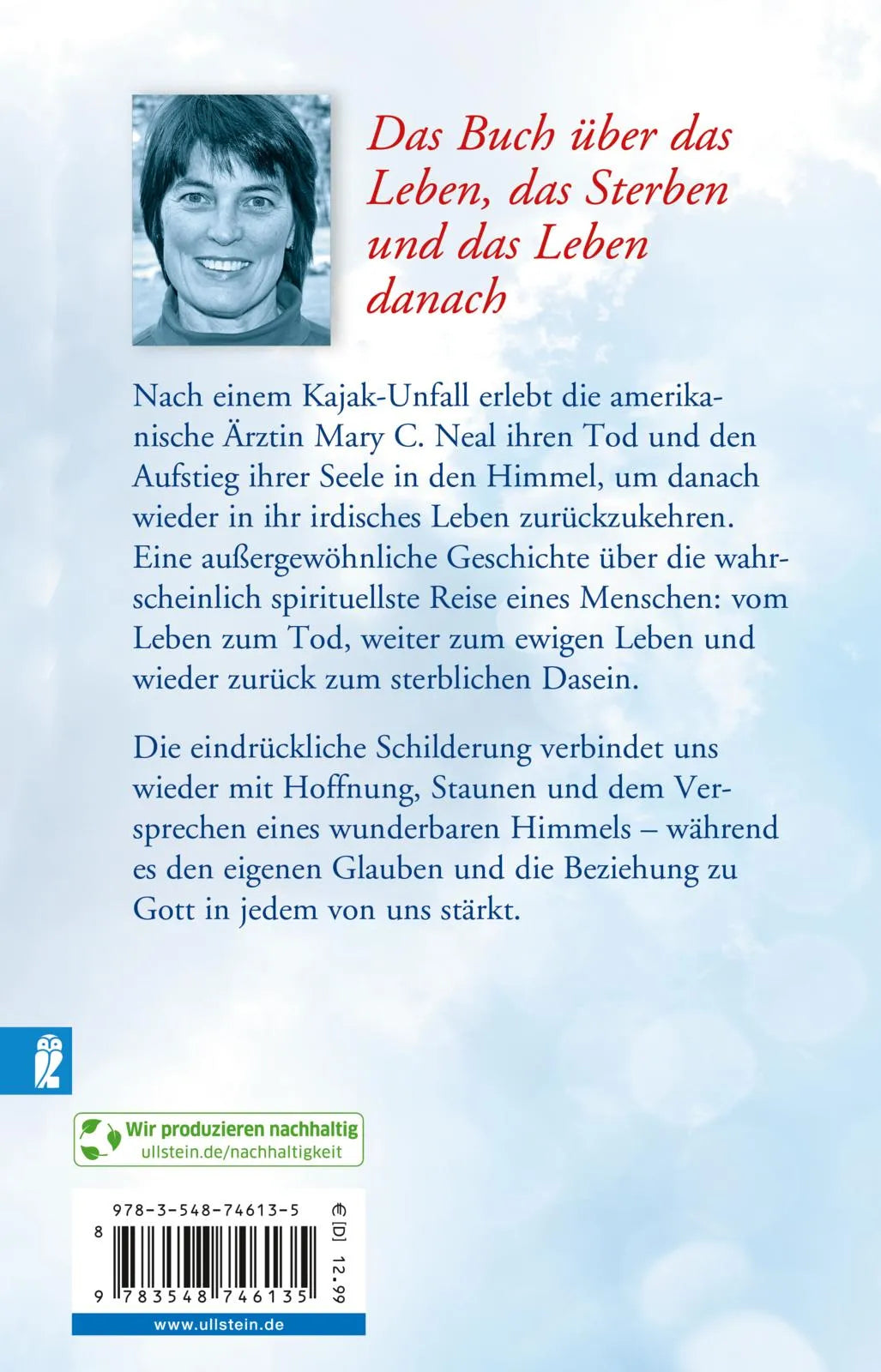 Buchrückseite von 'Einmal Himmel und zurück' mit Klappentext - Taschenbuch