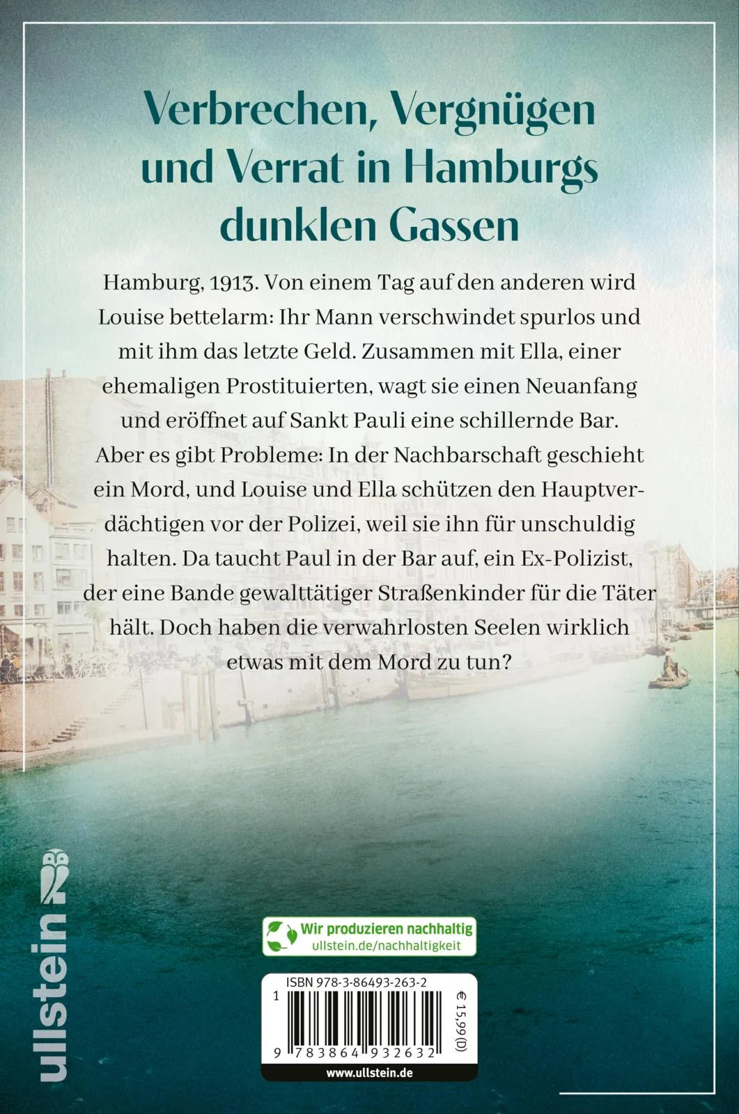 Buchrückseite von 'Elbnächte. Die Lichter über St. Pauli' mit Klappentext - Paperback
