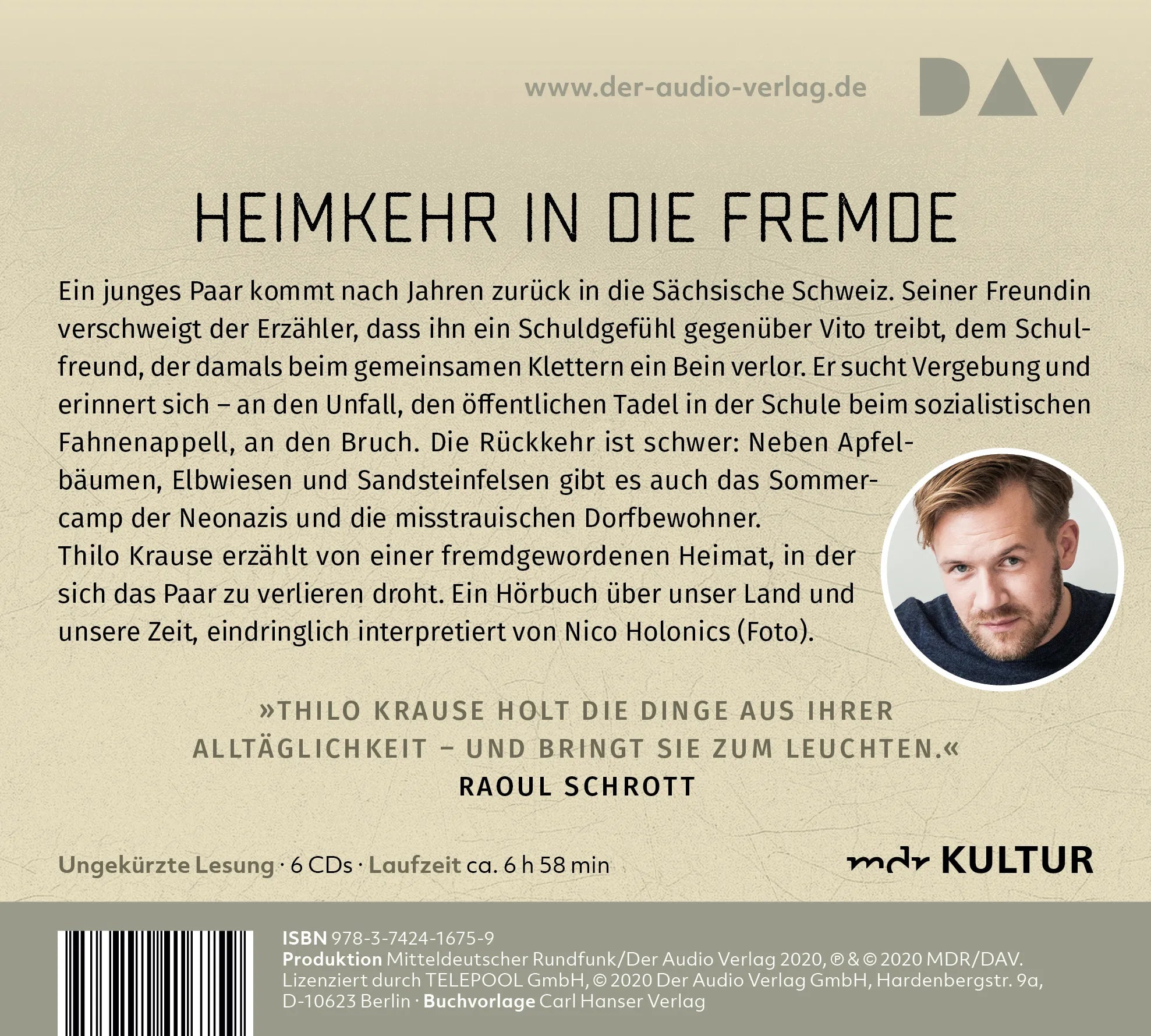 Buchrückseite von 'Elbwärts' mit Klappentext - Hörbuch (CD)