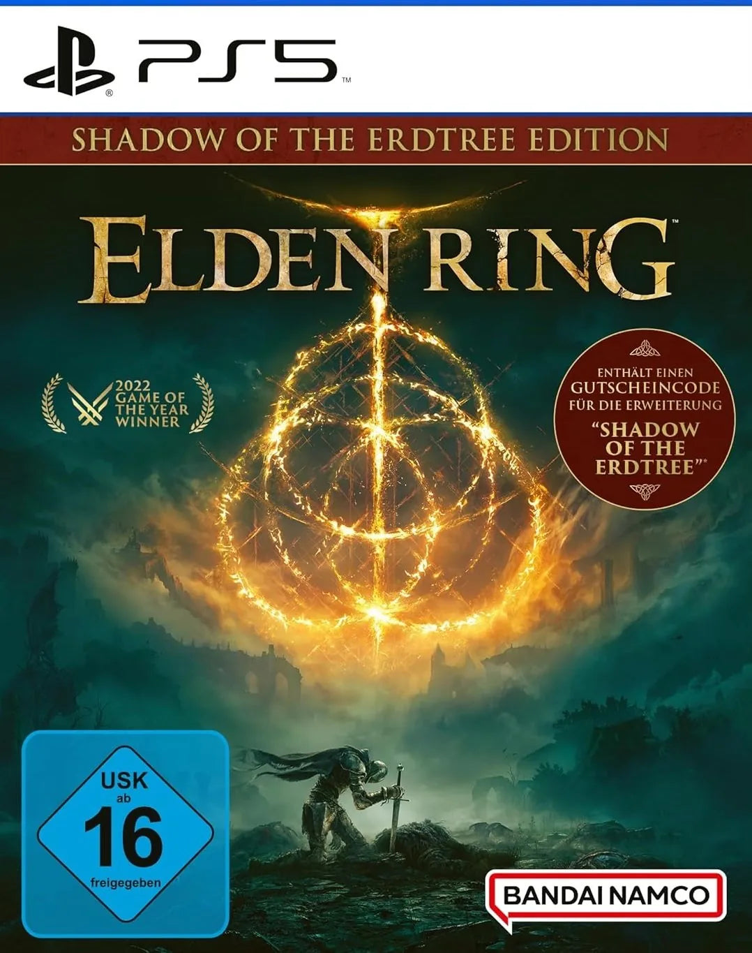Cover: Elden Ring - Shadow of the Erdtree Edition für Playstation 5. Publisher: Bandai Namco Entertainment Germany