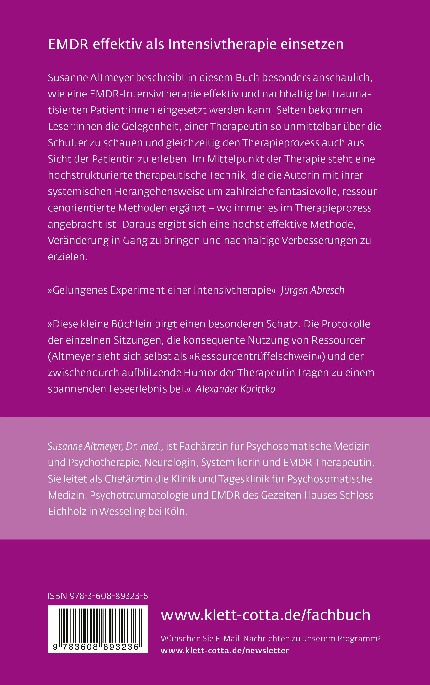 Buchrückseite von 'EMDR-Intensivtherapie' mit Klappentext - Paperback