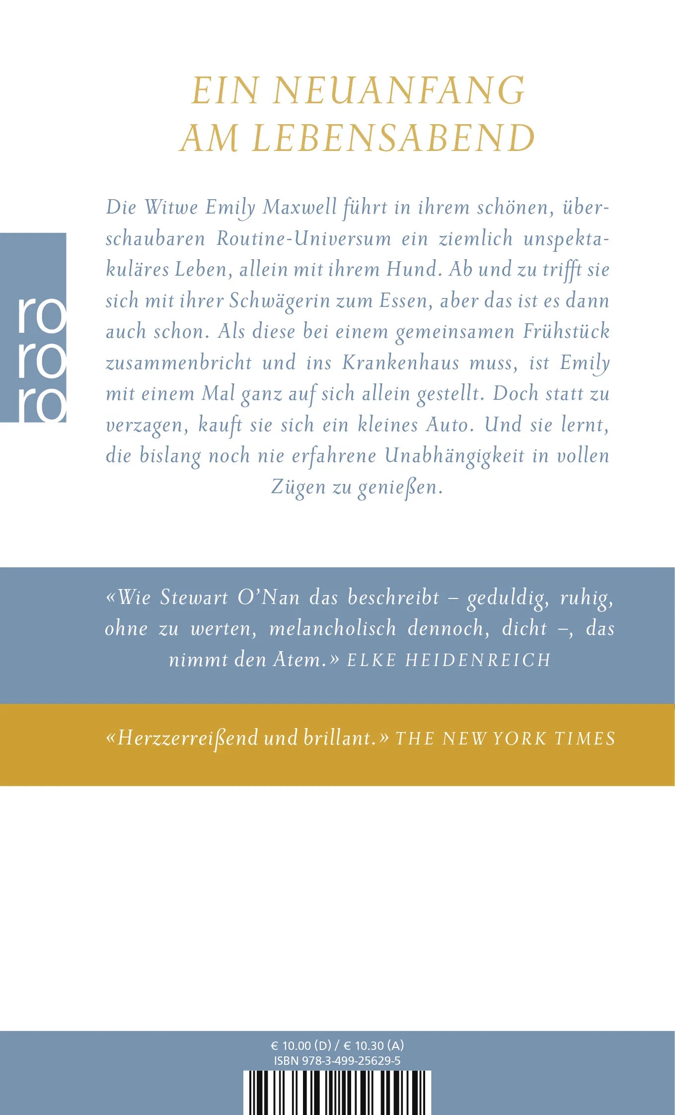 Buchrückseite von 'Emily, allein' mit Klappentext - Taschenbuch
