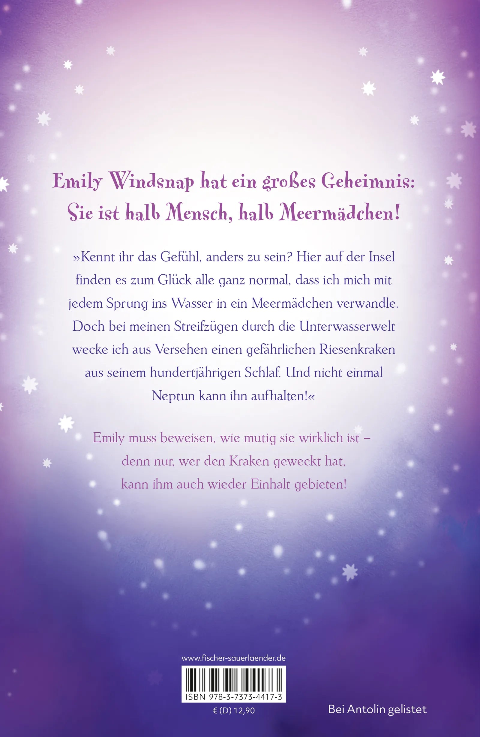 Buchrückseite von 'Emily Windsnap – Das Abenteuer' mit Klappentext - Gebundene Ausgabe