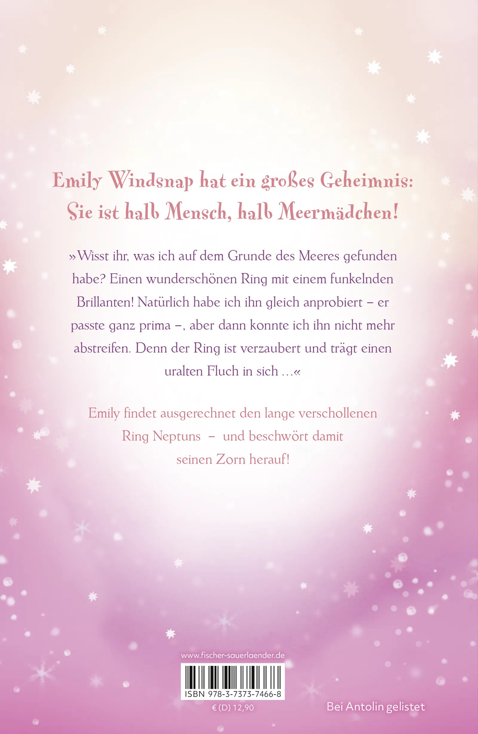 Buchrückseite von 'Emily Windsnap – Die Entdeckung' mit Klappentext - Gebundene Ausgabe