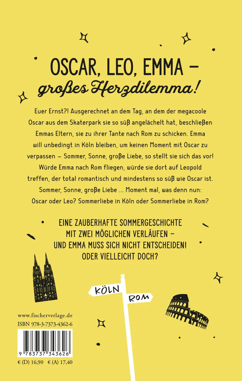 Buchrückseite von 'Emmas Herzdilemma' mit Klappentext - Paperback