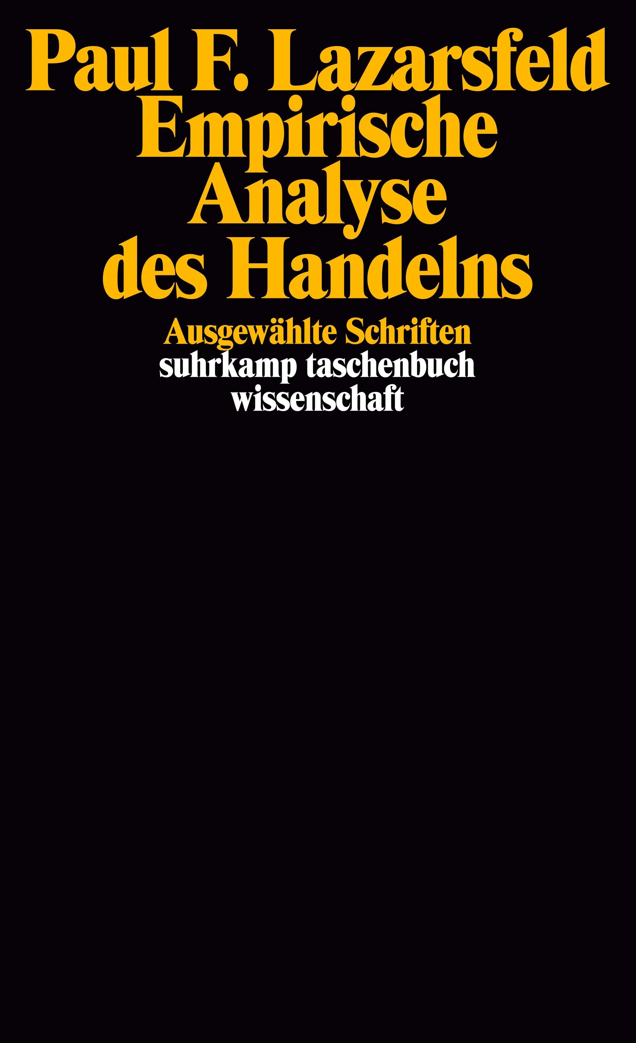 Buchcover von 'Empirische Analyse des Handelns' - Taschenbuch von Paul F. Lazarsfeld