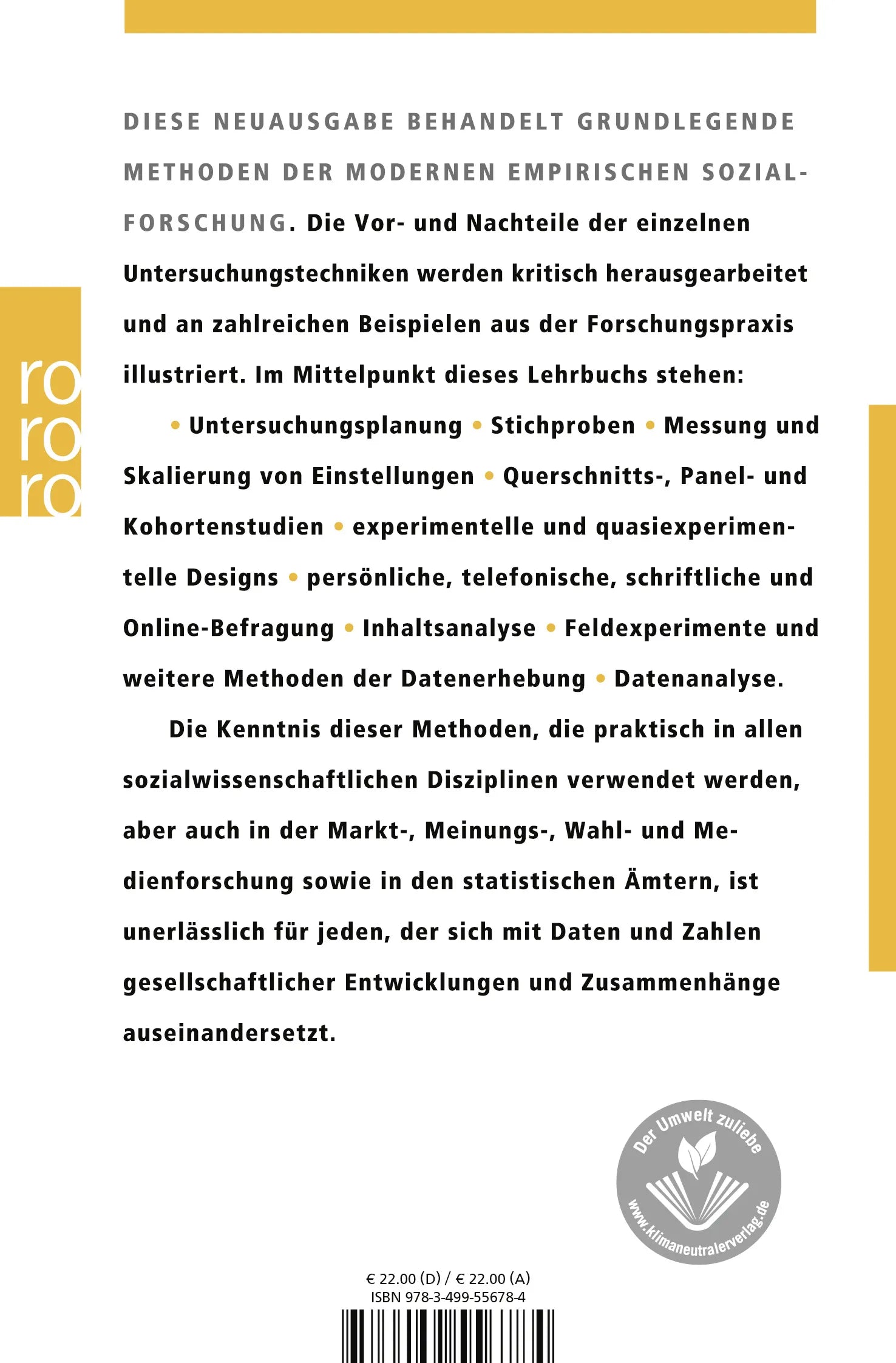 Buchrückseite von 'Empirische Sozialforschung' mit Klappentext - Taschenbuch
