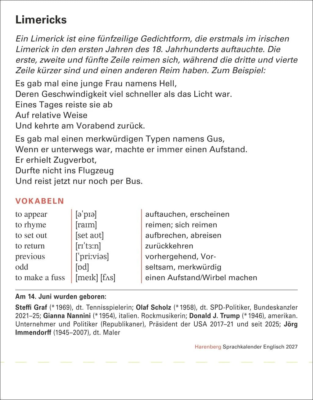 Englisch Sprachkalender 2027 - Englisch lernen leicht gemacht - Tagesabreißkalender – Ansicht