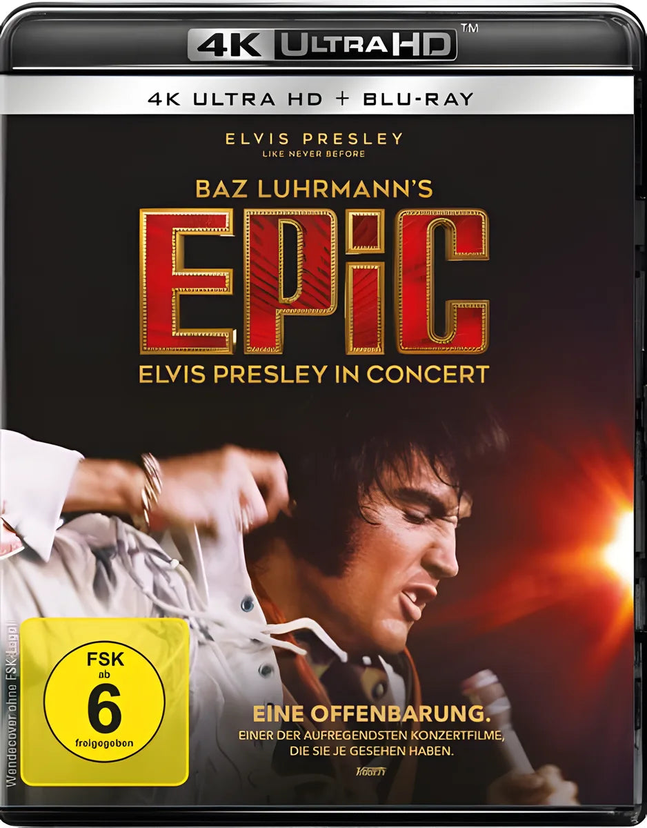 4K UHD Blu-ray-Cover: EPiC: Elvis Presley in Concert. Regie: Baz Luhrmann