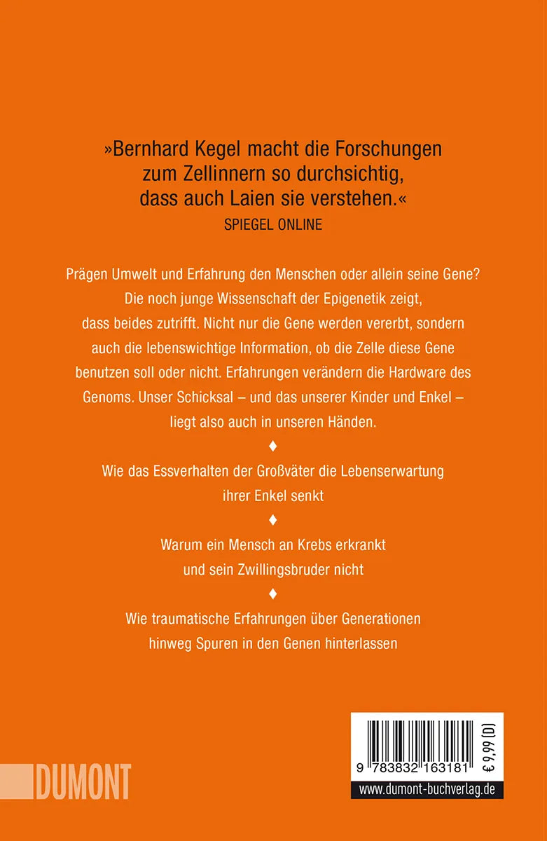 Buchrückseite von 'Epigenetik' mit Klappentext - Taschenbuch