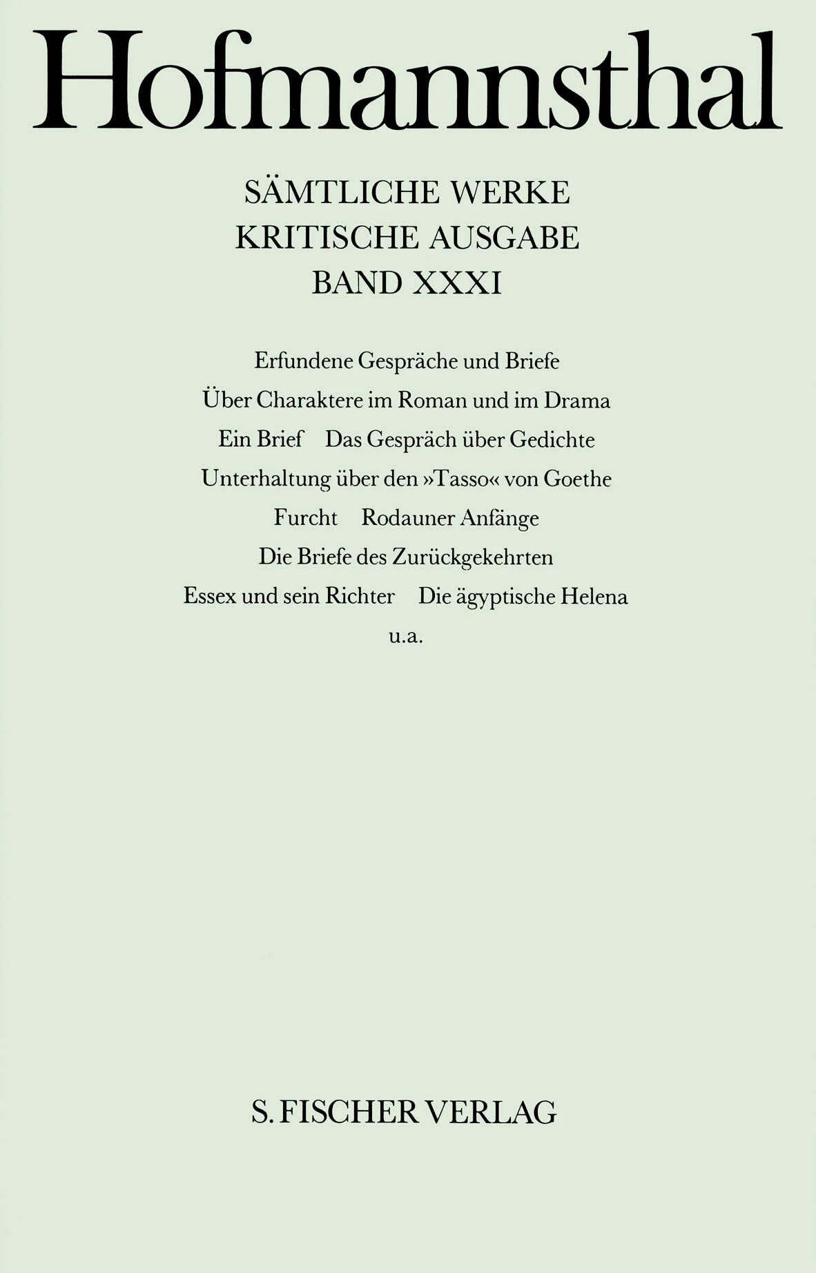 Buchcover von 'Erfundene Gespräche und Briefe' - Gebundene Ausgabe von Hugo von Hofmannsthal