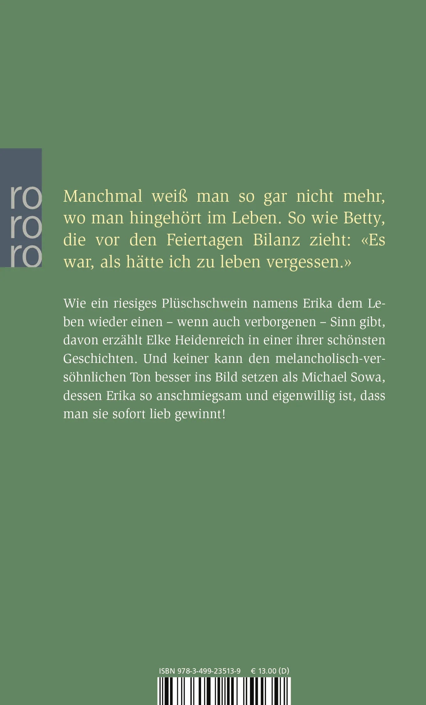 Buchrückseite von 'Erika' mit Klappentext - Taschenbuch