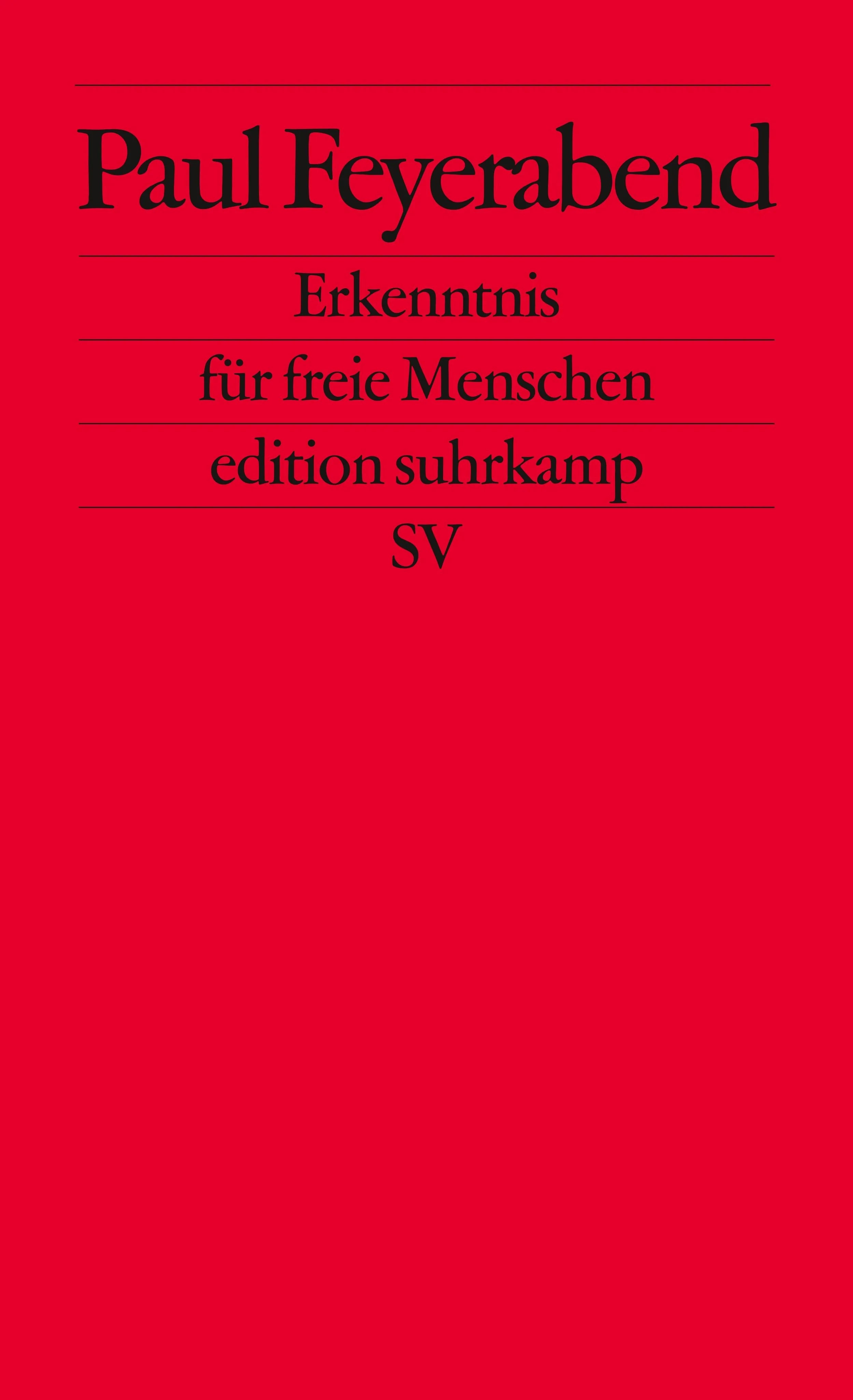 Buchcover von 'Erkenntnis für freie Menschen' - Taschenbuch von Paul Feyerabend
