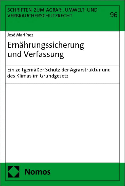 Cover: Ernährungssicherung und Verfassung (E-Book) von José Martínez