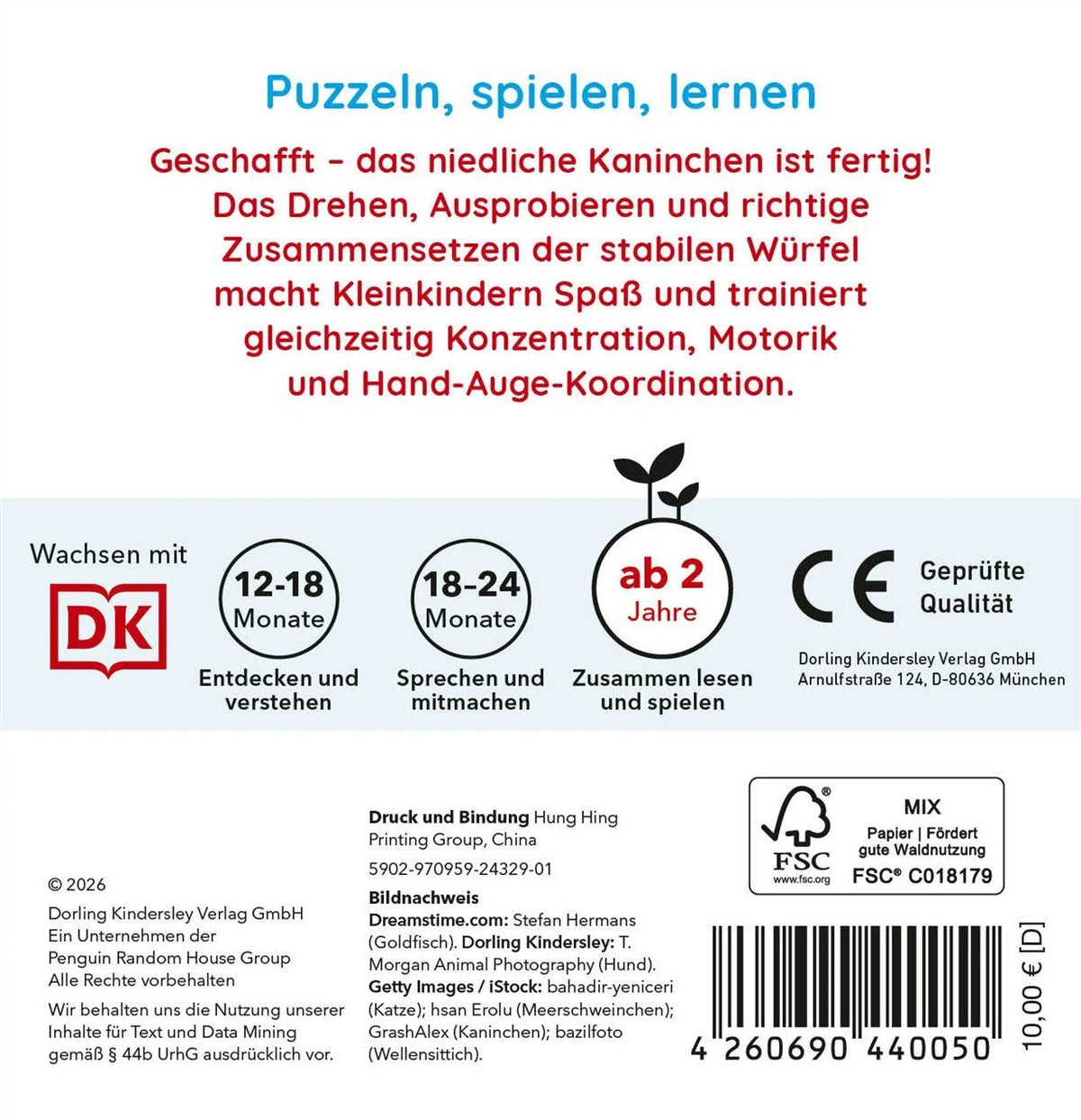 Erstes Lernen Würfelpuzzle. Haustiere – Ansicht