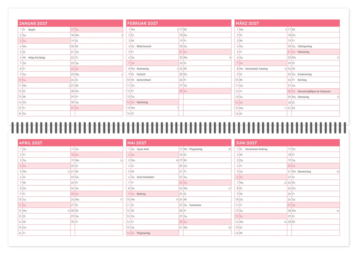 ErzieherInnen-Tischkalender 2026 / 2027 – Ansicht