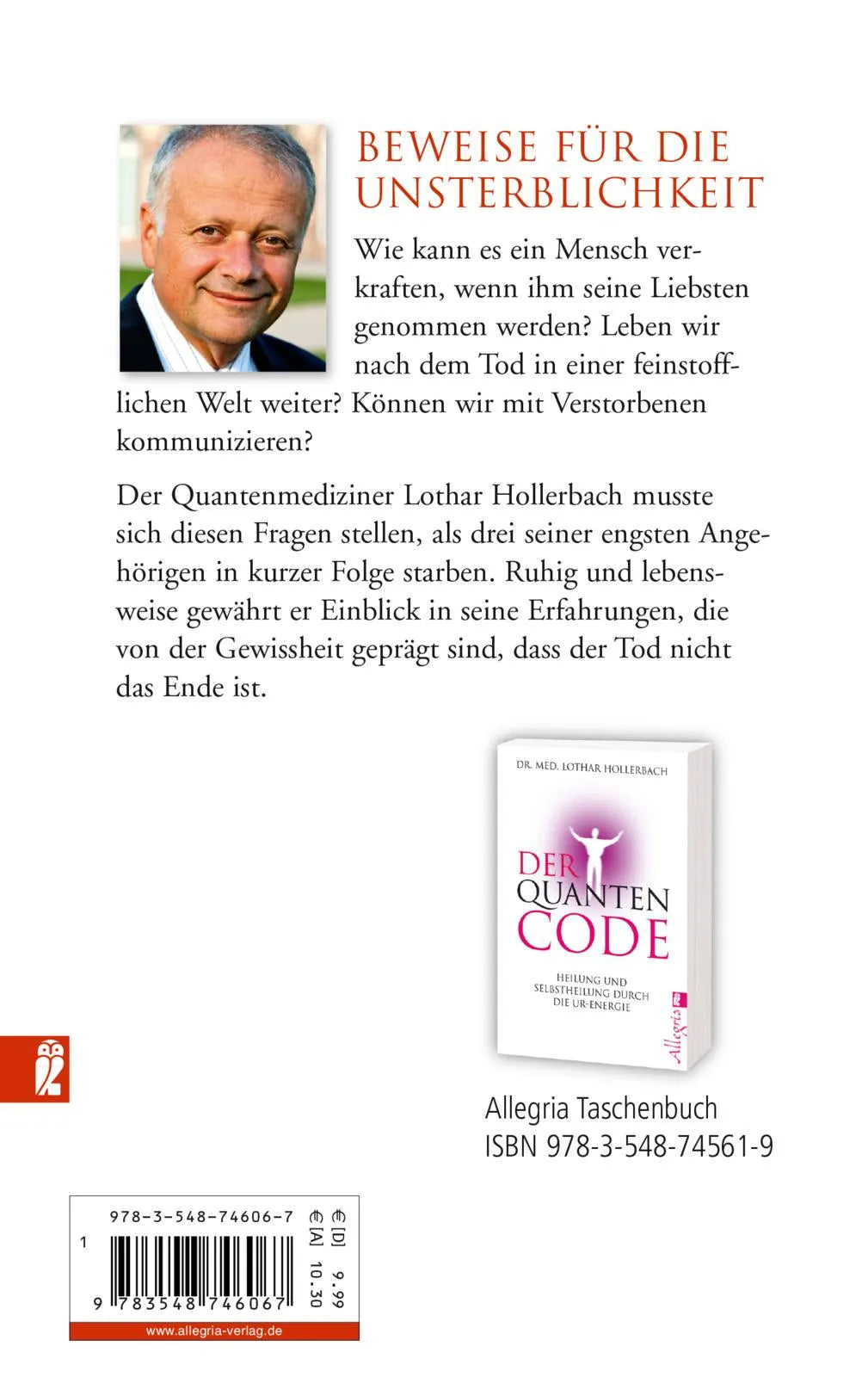 Buchrückseite von 'Es gibt keinen Tod' mit Klappentext - Taschenbuch