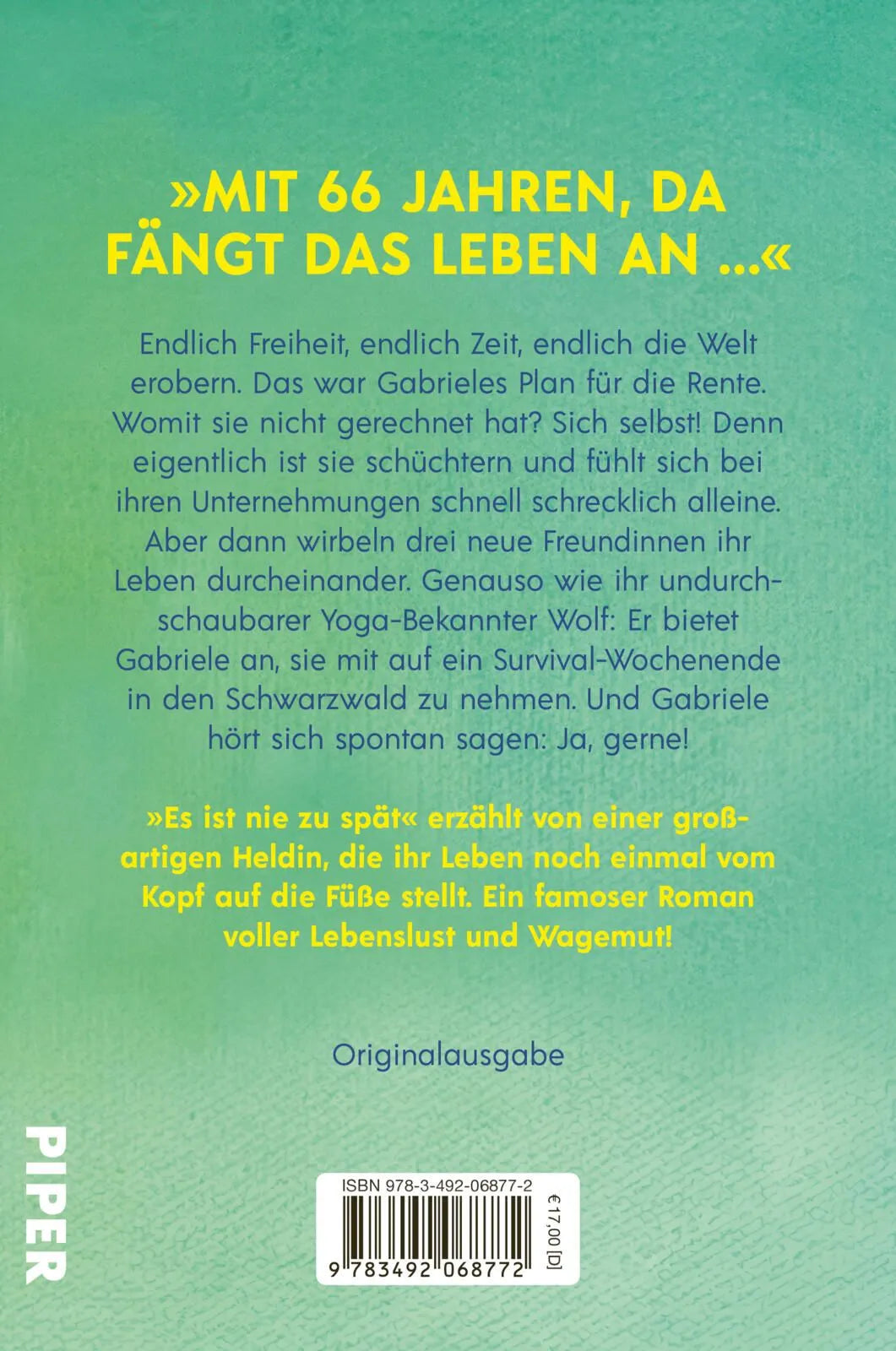 Rückseite: Es ist nie zu spät (Paperback)