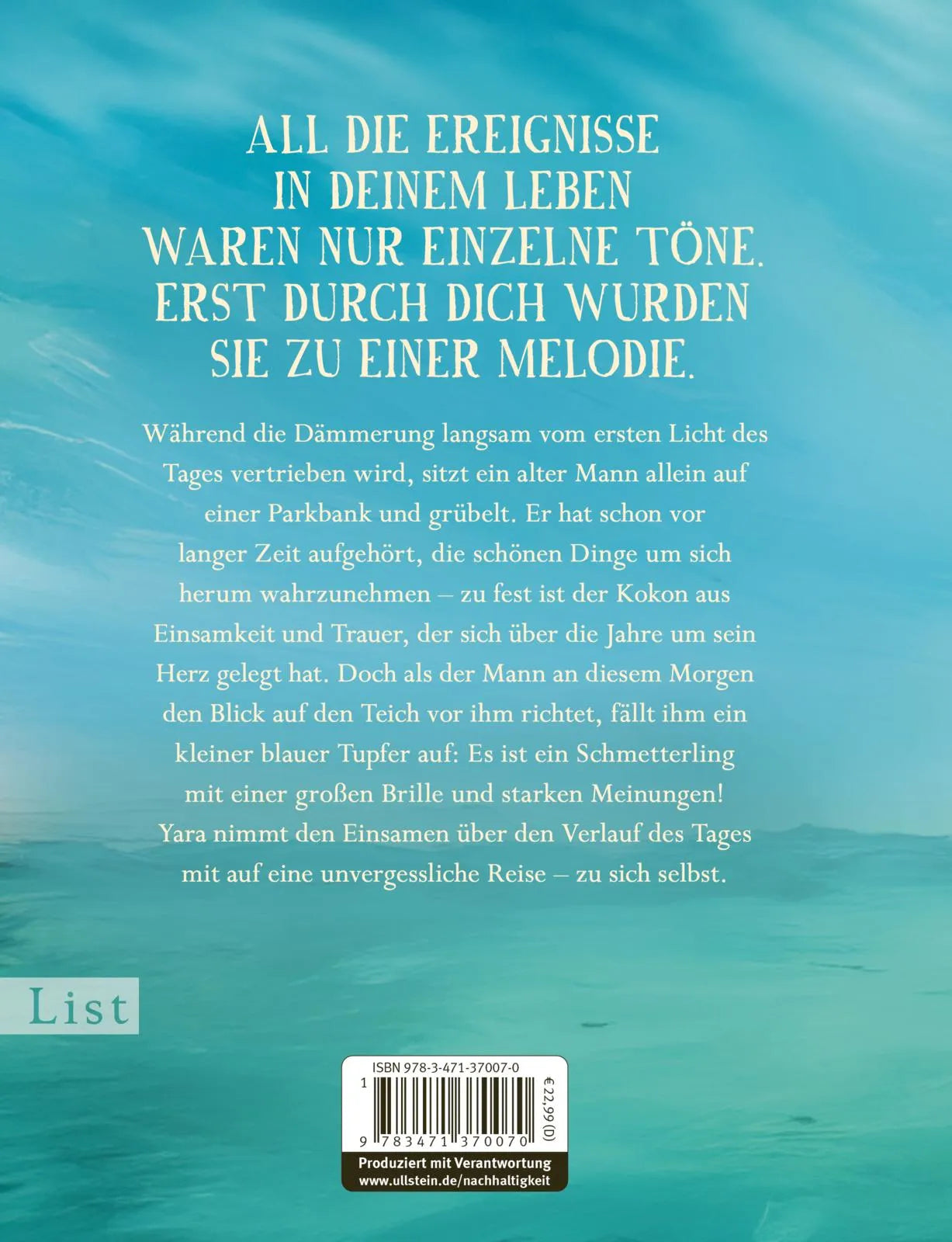 Buchrückseite von 'Es war einmal das Jetzt' mit Klappentext - Gebundene Ausgabe