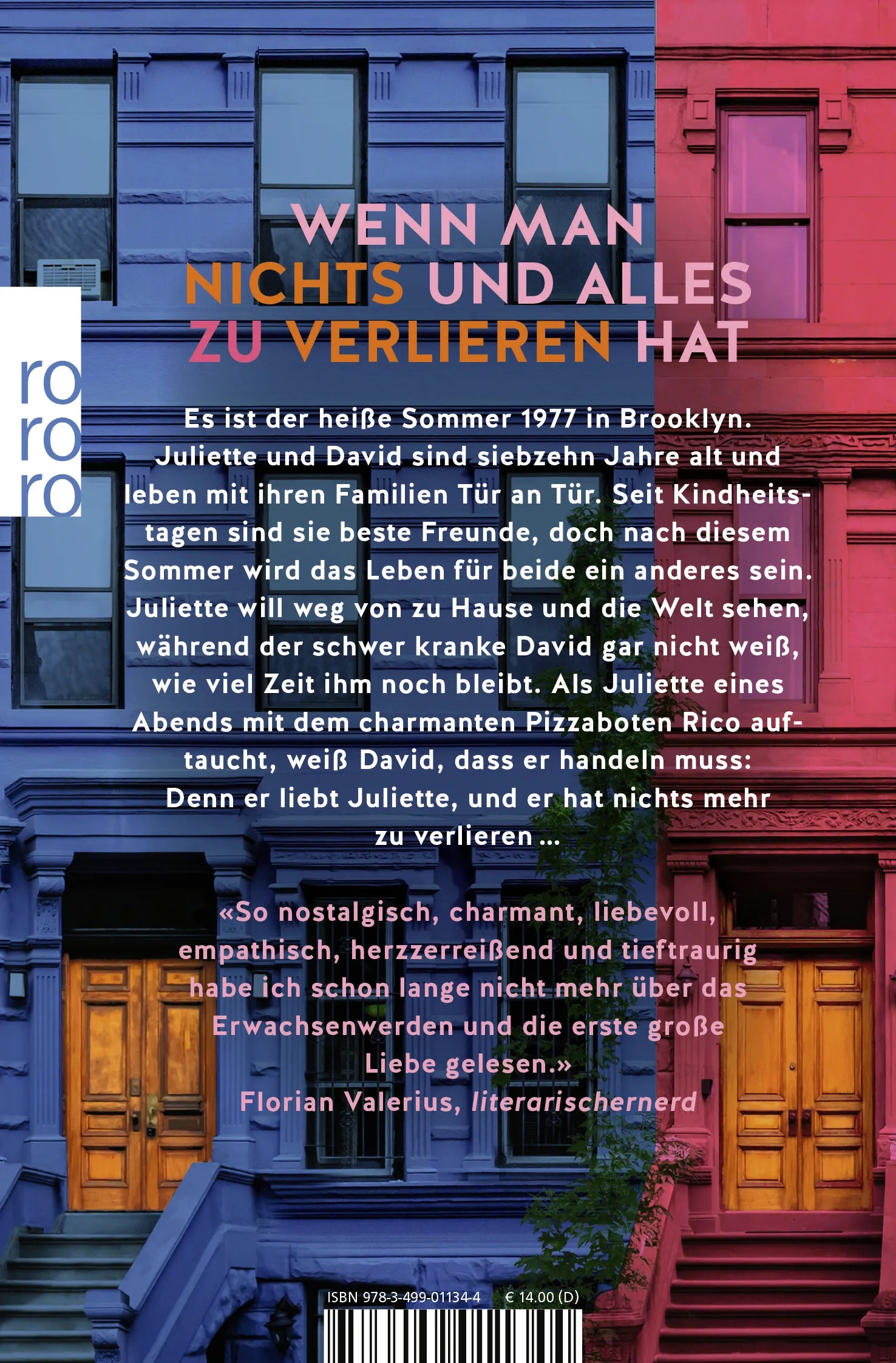 Buchrückseite von 'Es war einmal in Brooklyn' mit Klappentext - Taschenbuch
