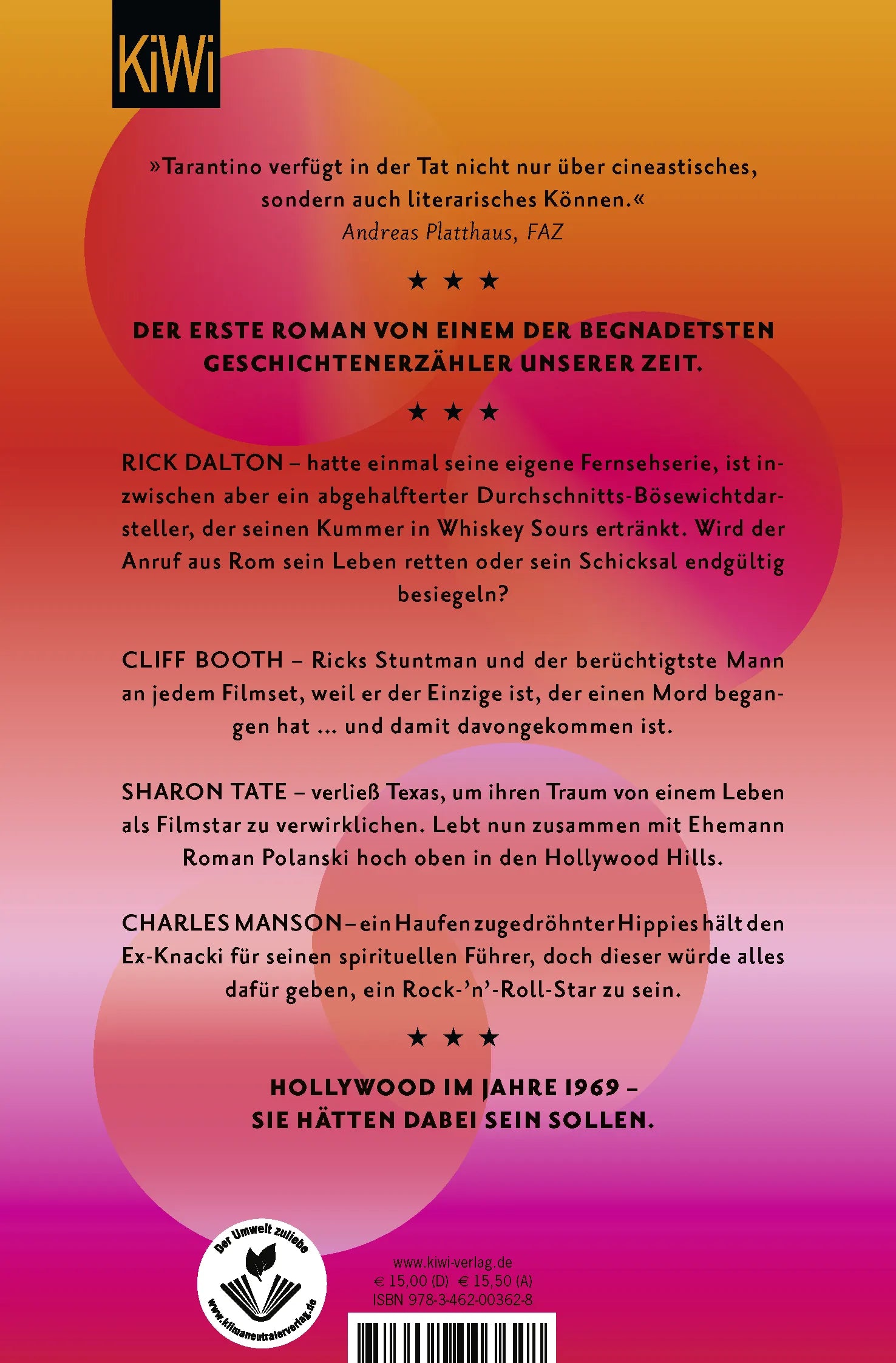 Buchrückseite von 'Es war einmal in Hollywood' mit Klappentext - Taschenbuch