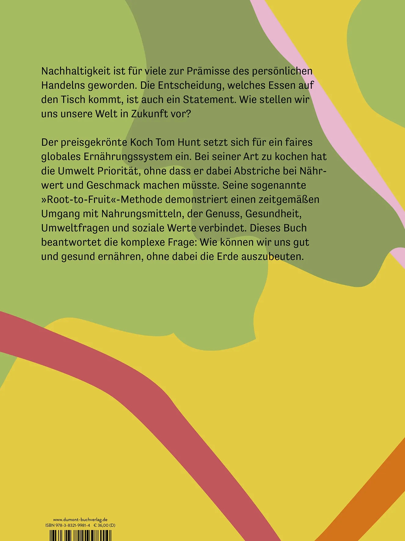 Buchrückseite von 'Essen für die Zukunft' mit Klappentext - Gebundene Ausgabe