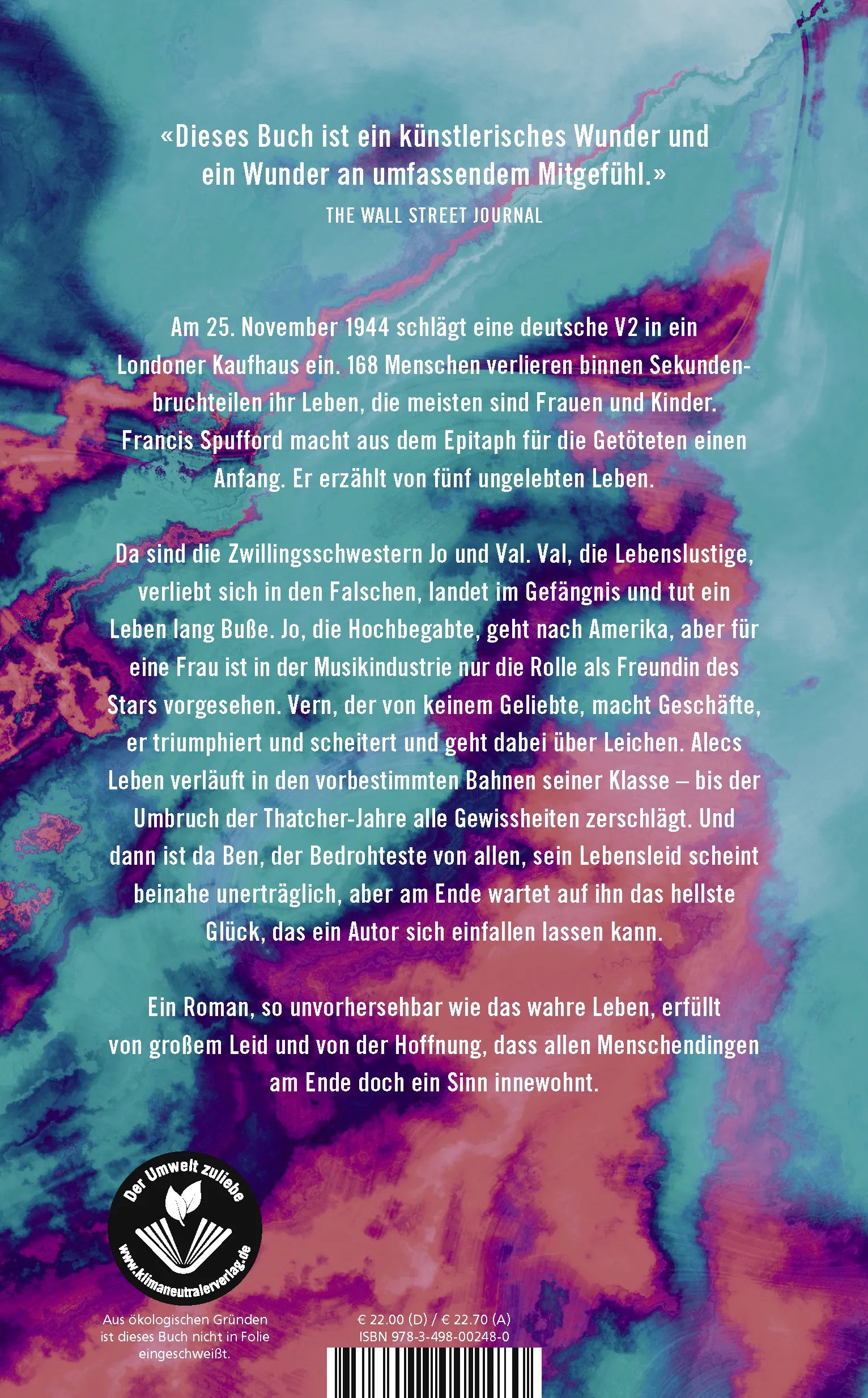 Buchrückseite von 'Ewiges Licht' mit Klappentext - Gebundene Ausgabe
