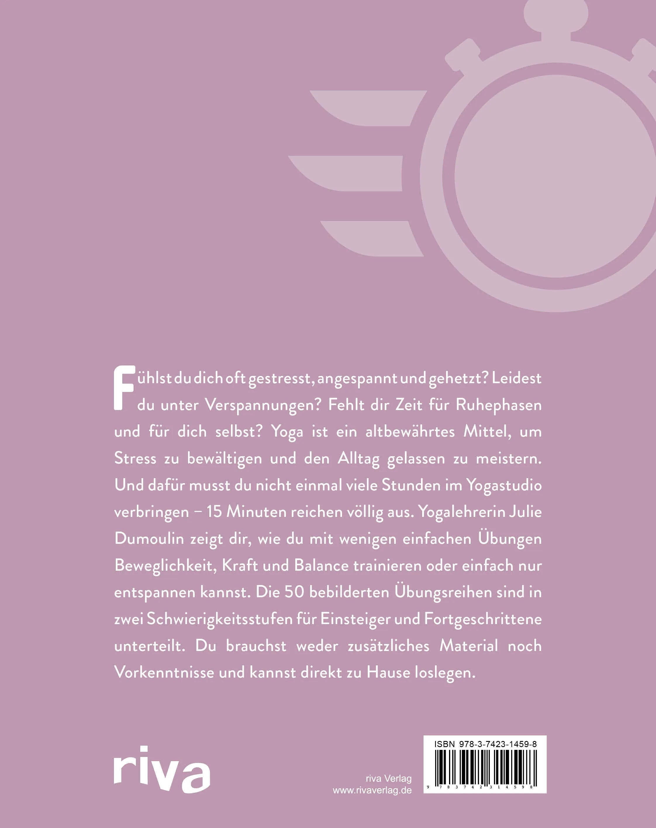 Buchrückseite von 'Express-Workouts – Yoga' mit Klappentext - Taschenbuch