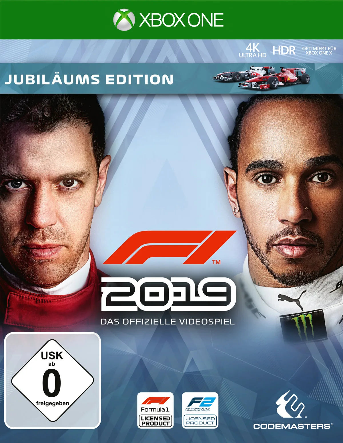 Cover: F1 2019 (Jubiläums Edition) für Xbox One. Publisher: Koch Media GmbH