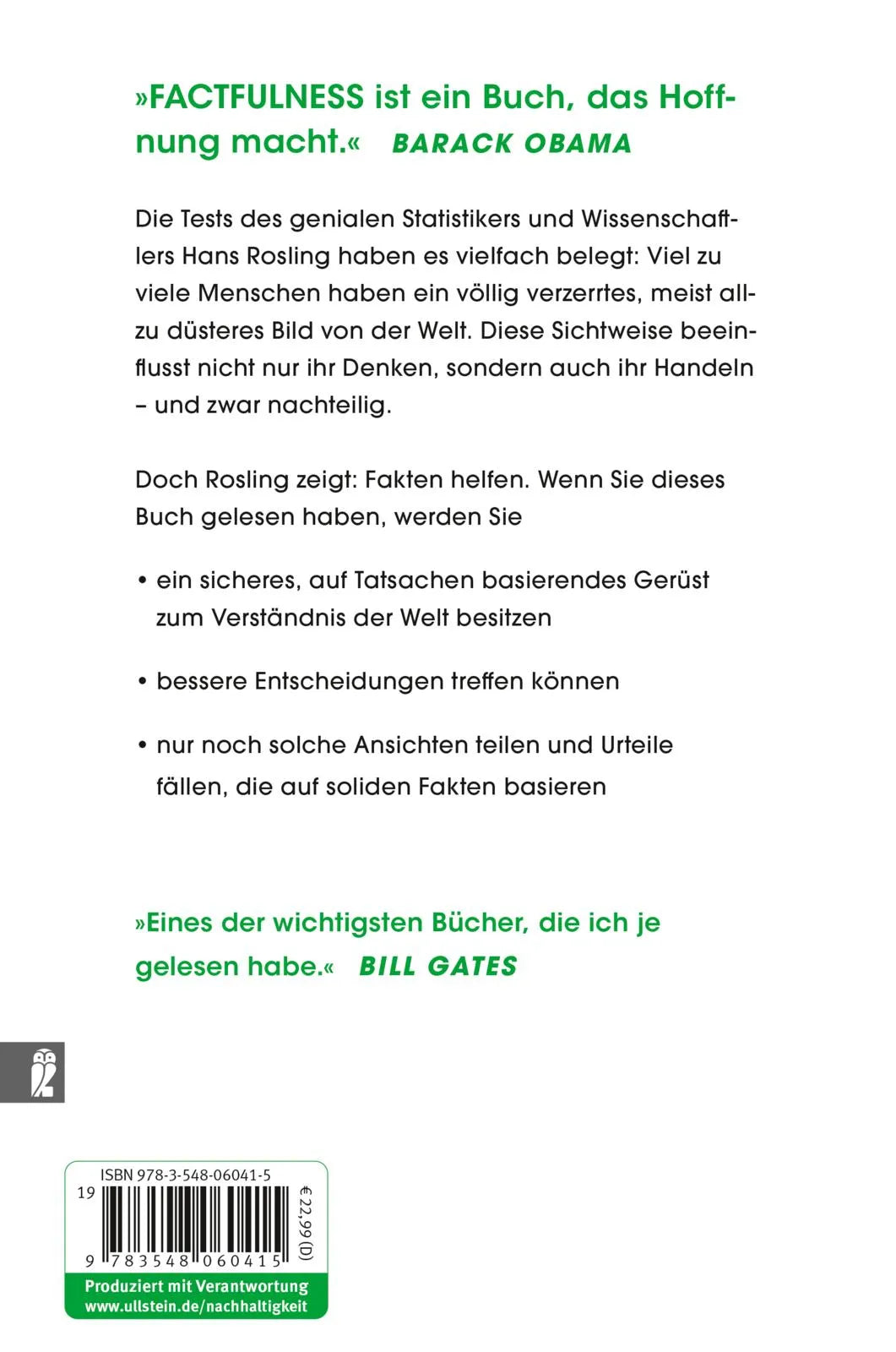 Rückseite: Factfulness (Taschenbuch)