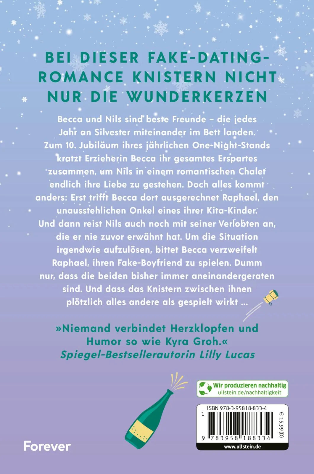 Buchrückseite von 'Fake Dates and Fireworks' mit Klappentext - Paperback