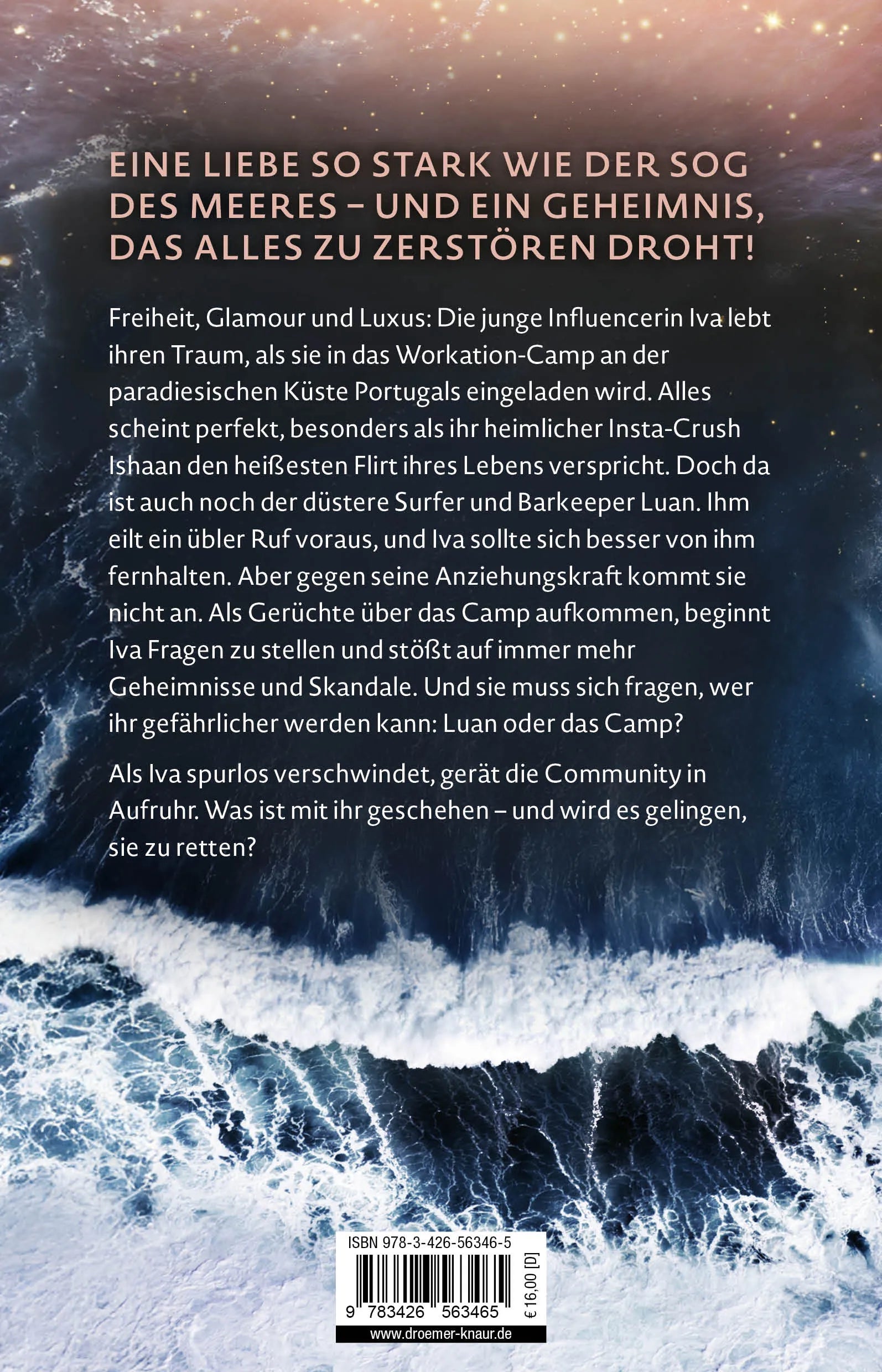 Buchrückseite von 'Falling in too deep' mit Klappentext - Paperback