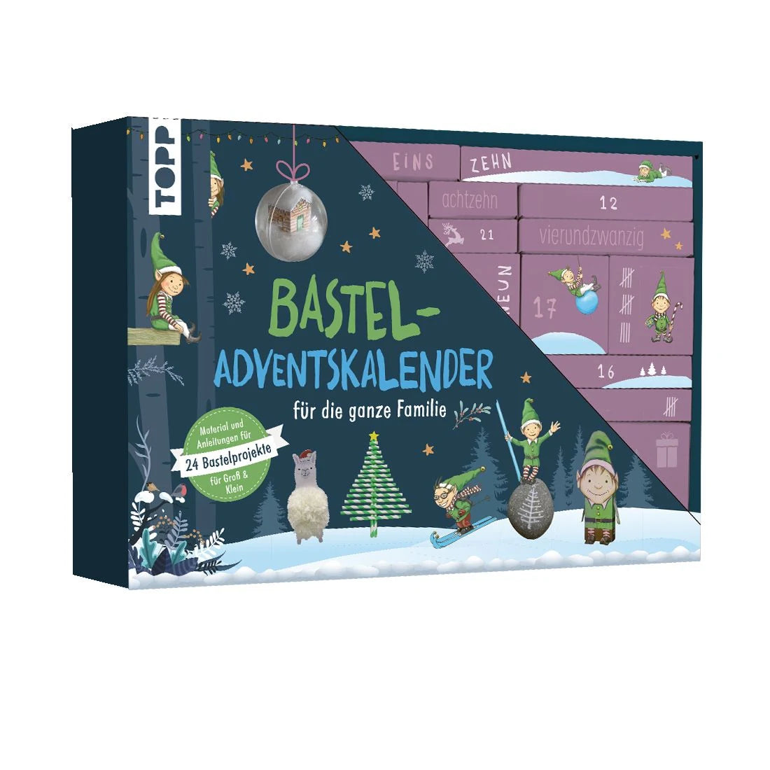 Adventskalender: Familien-Bastel-Adventskalender - 24 Bastelprojekte mit Material