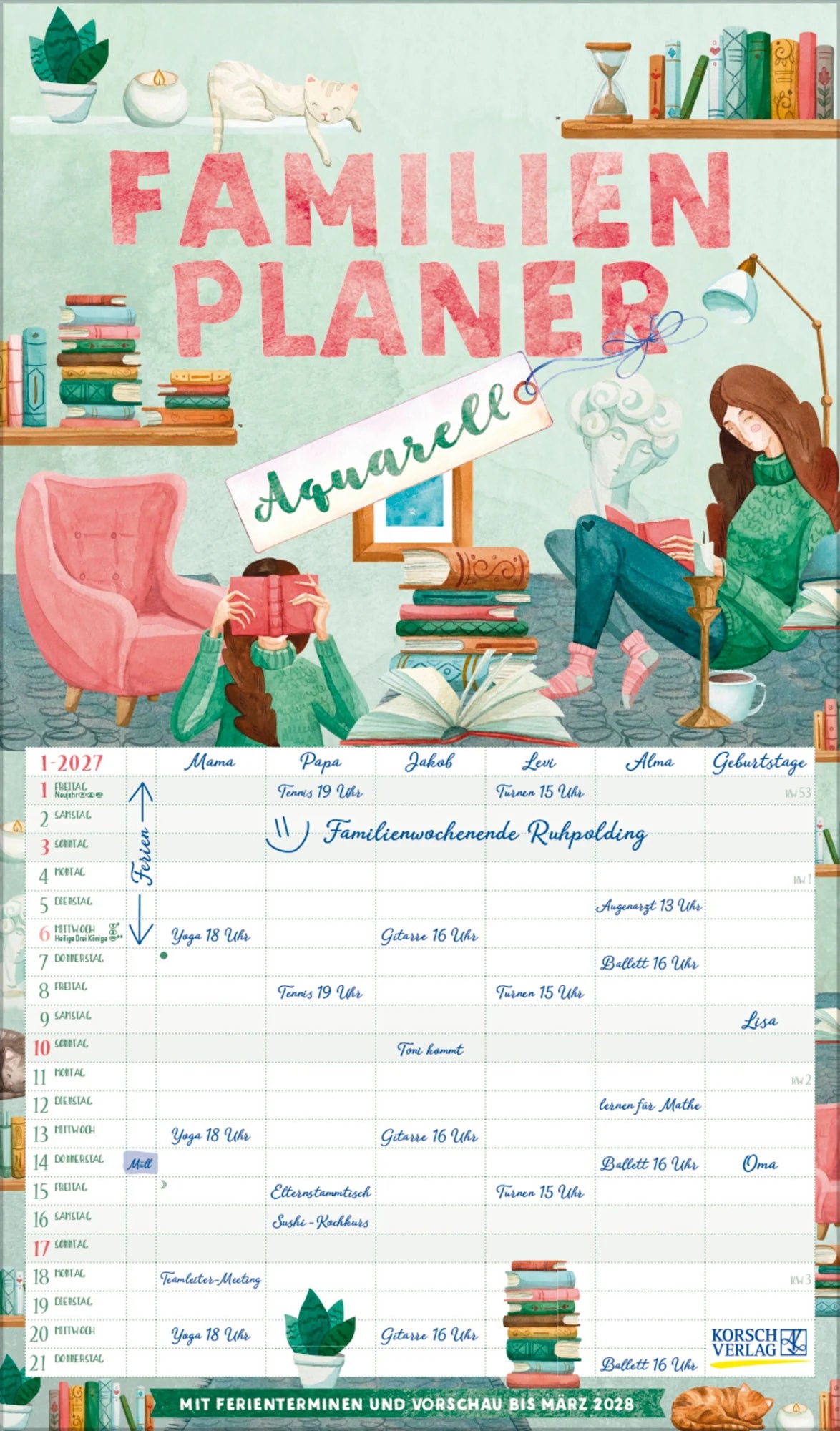 Familienplaner: Familienplaner Aquarell 2027