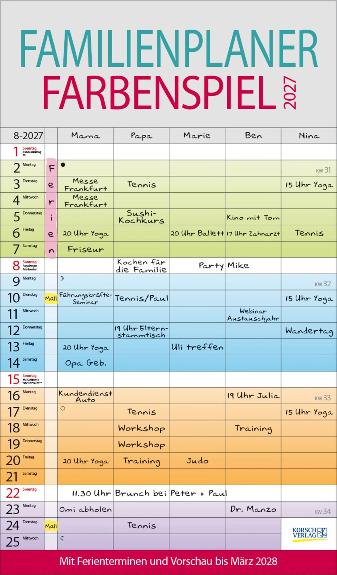 Familienplaner: Familienplaner Farbenspiel 2027
